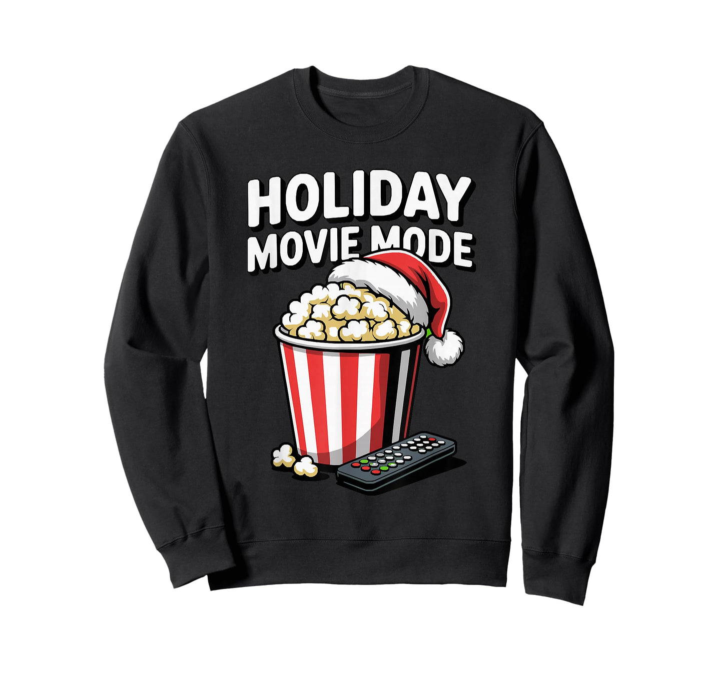 Holiday Movie Mode Popcorn Santa Hat Remote T-Shirt