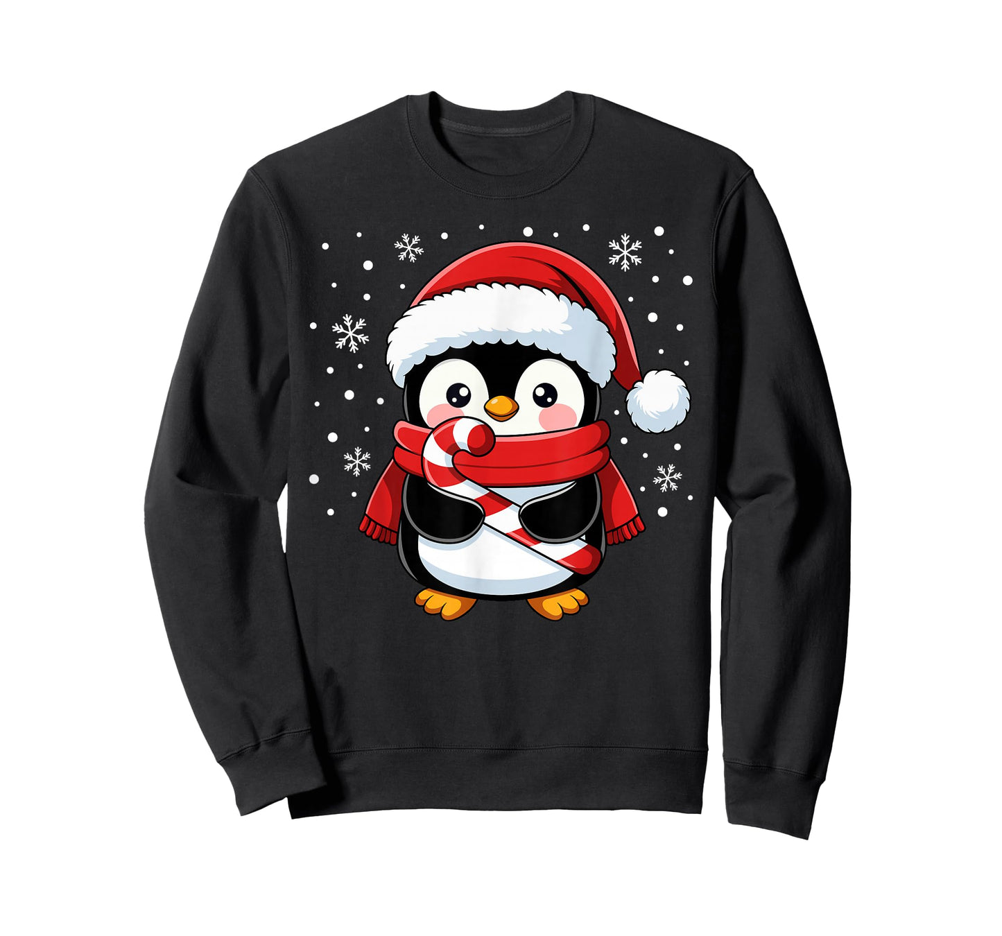 Penguin Christmas Candy Cane Winter Toddler Girl Boy Women T-Shirt