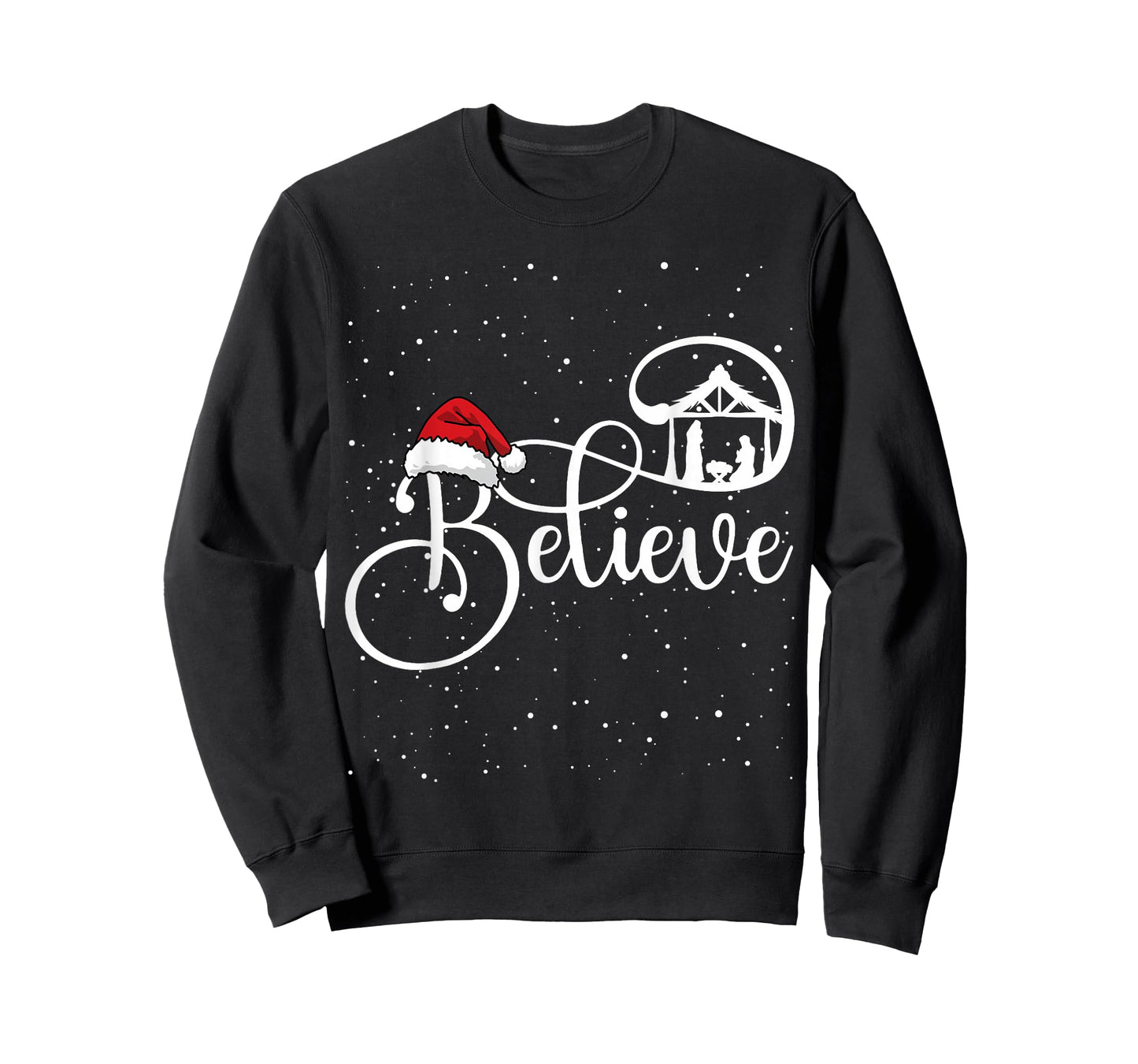 Believe Christian Nativity Scene Christmas Matching Family T-Shirt