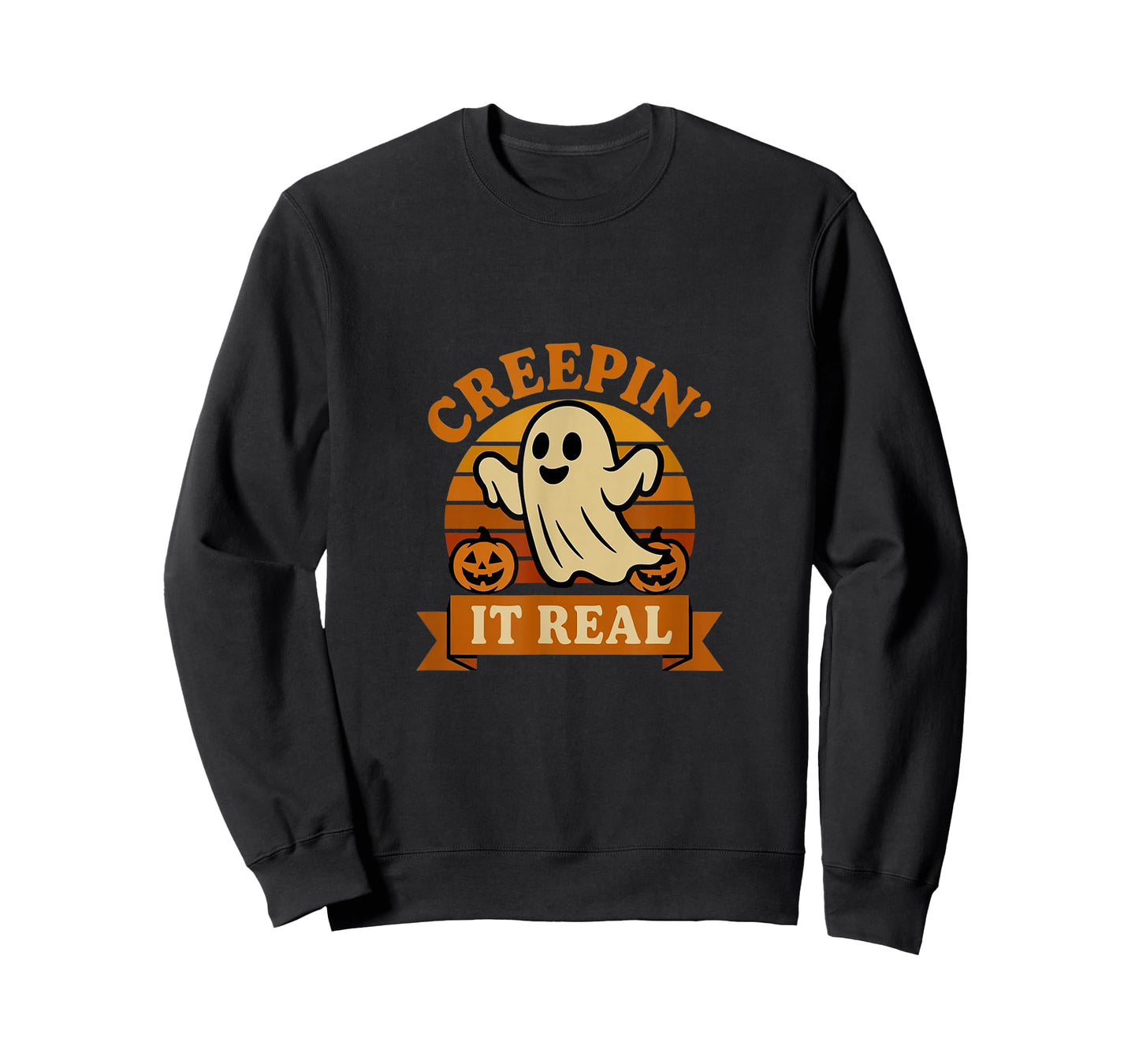 Creepin It Real Retro Ghost Funny Halloween Design T-Shirt