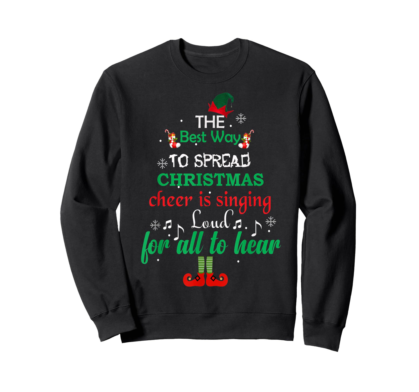 Elf Christmas Spread Cheer Tree T-Shirt T-Shirt