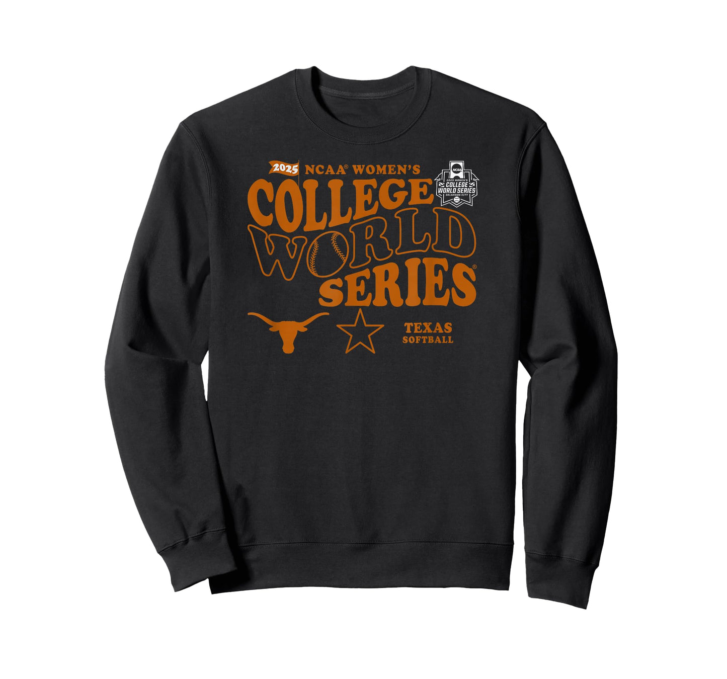 Texas Longhorns WCWS 2025 Softball Black Officially Licensed T-Shirt