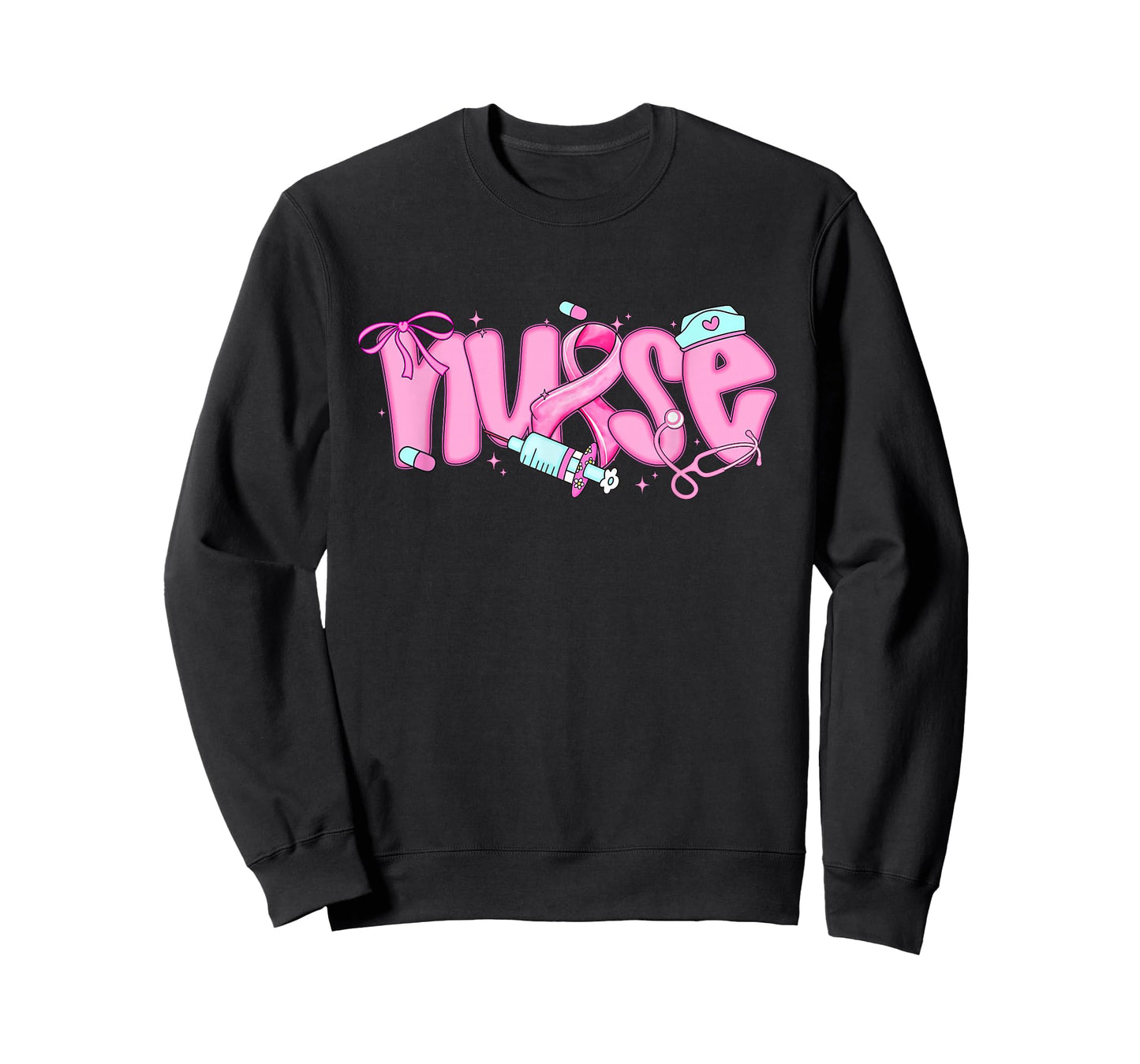 Nurse Breast Cancer Awareness Shirt Pink Ribbon Womens T-Shirt