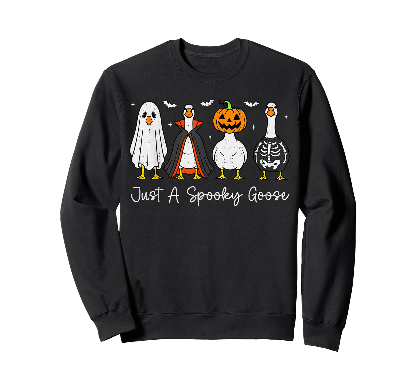 Just A Spooky Goose Witch Pumpkin Ghost Skeleton Halloween T-Shirt
