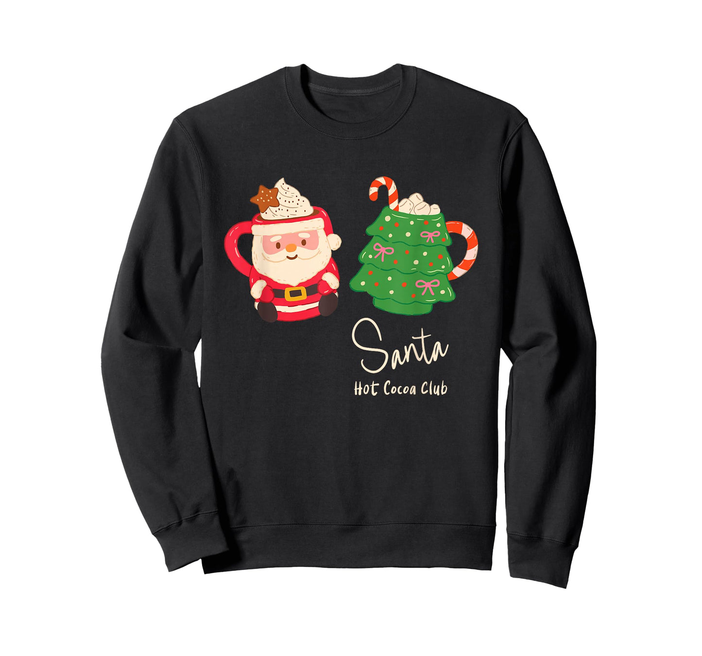 Santa Hot Cocoa Club Retro Christmas Holiday Mug Graphic T-Shirt
