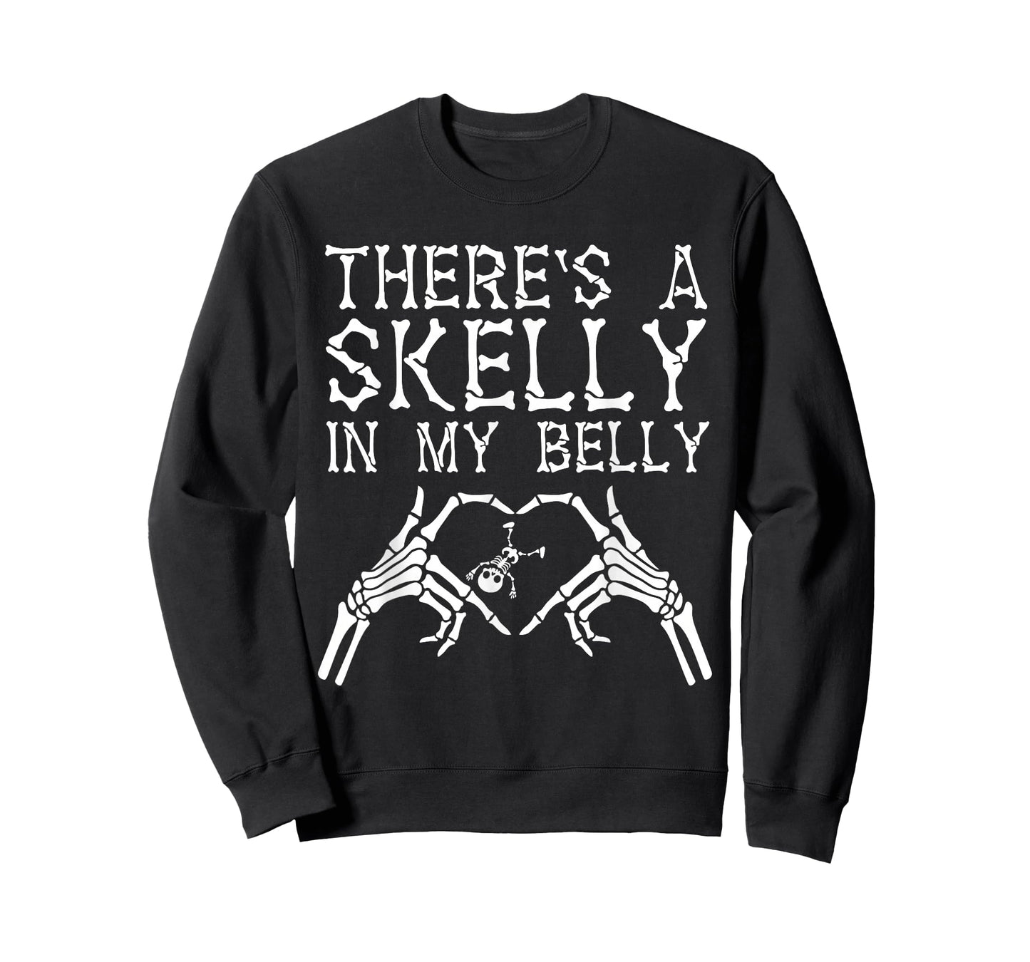 There's A Skelly in My Belly Funny Halloween Pregnancy Women T-Shirt