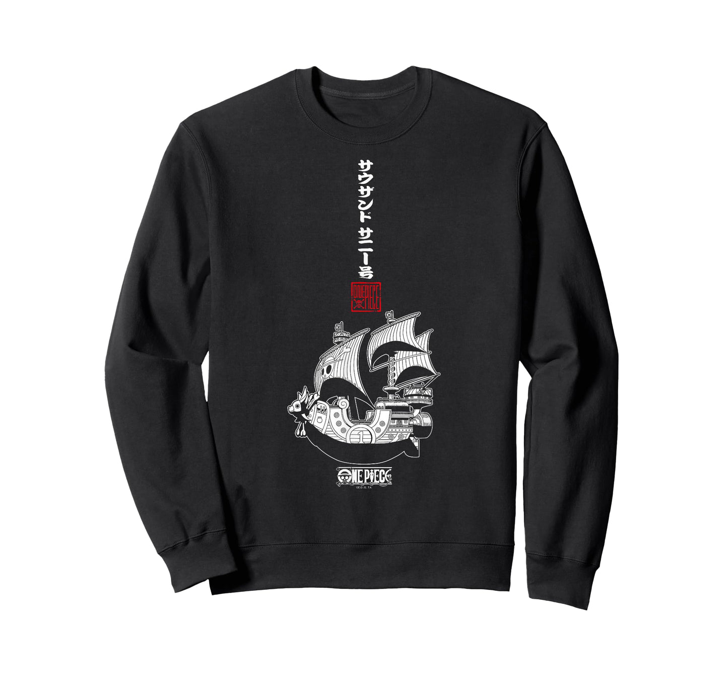 One Piece Anime Vertical Kanji Thousand Sunny Pirate Ship T-Shirt