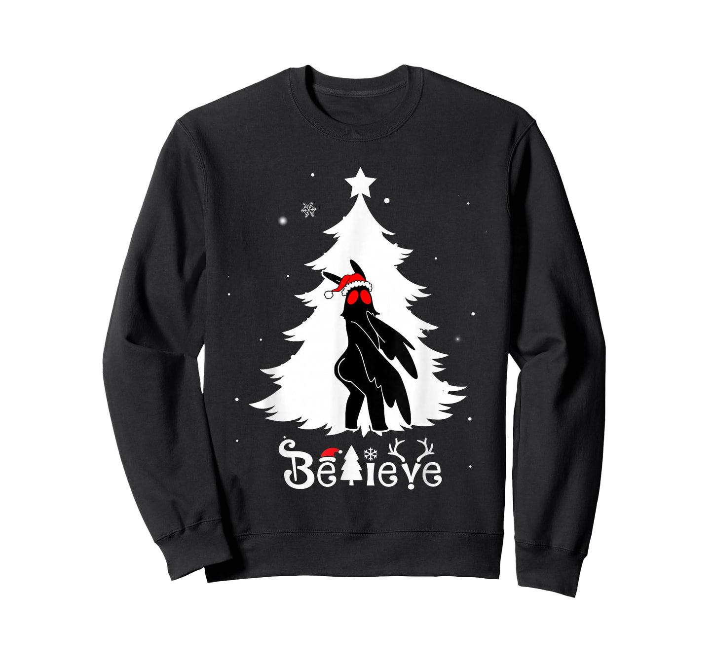 Funny Thicc Mothman Christmas Believe Cryptid Xmas Gifts T-Shirt
