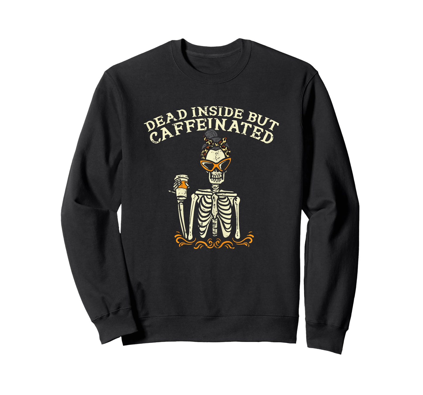 Dead Inside But Caffeinated Skeleton Coffee Halloween Women T-Shirt