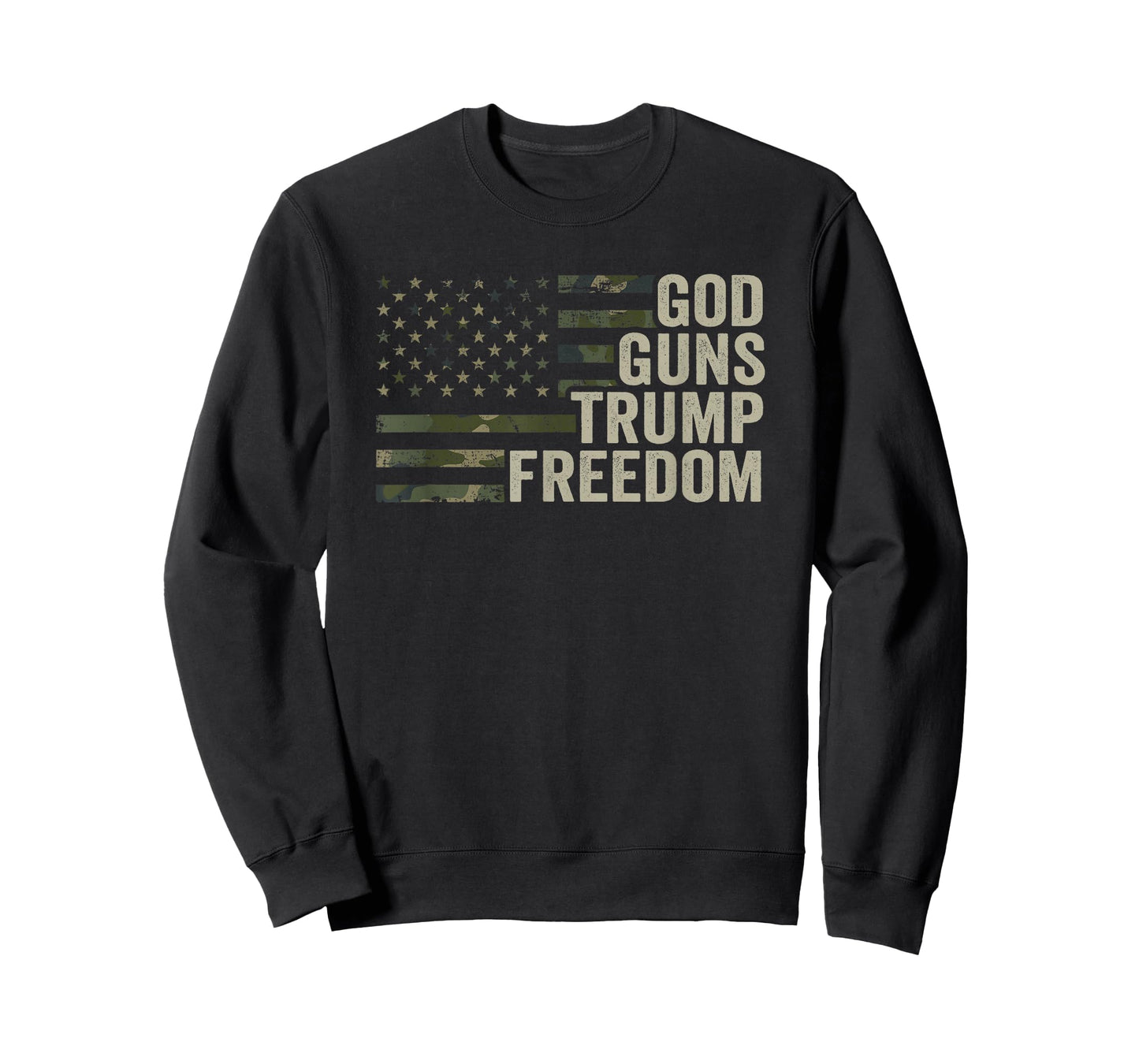 God Guns Trump Freedom - Funny Camouflage Pro Gun USA Flag T-Shirt