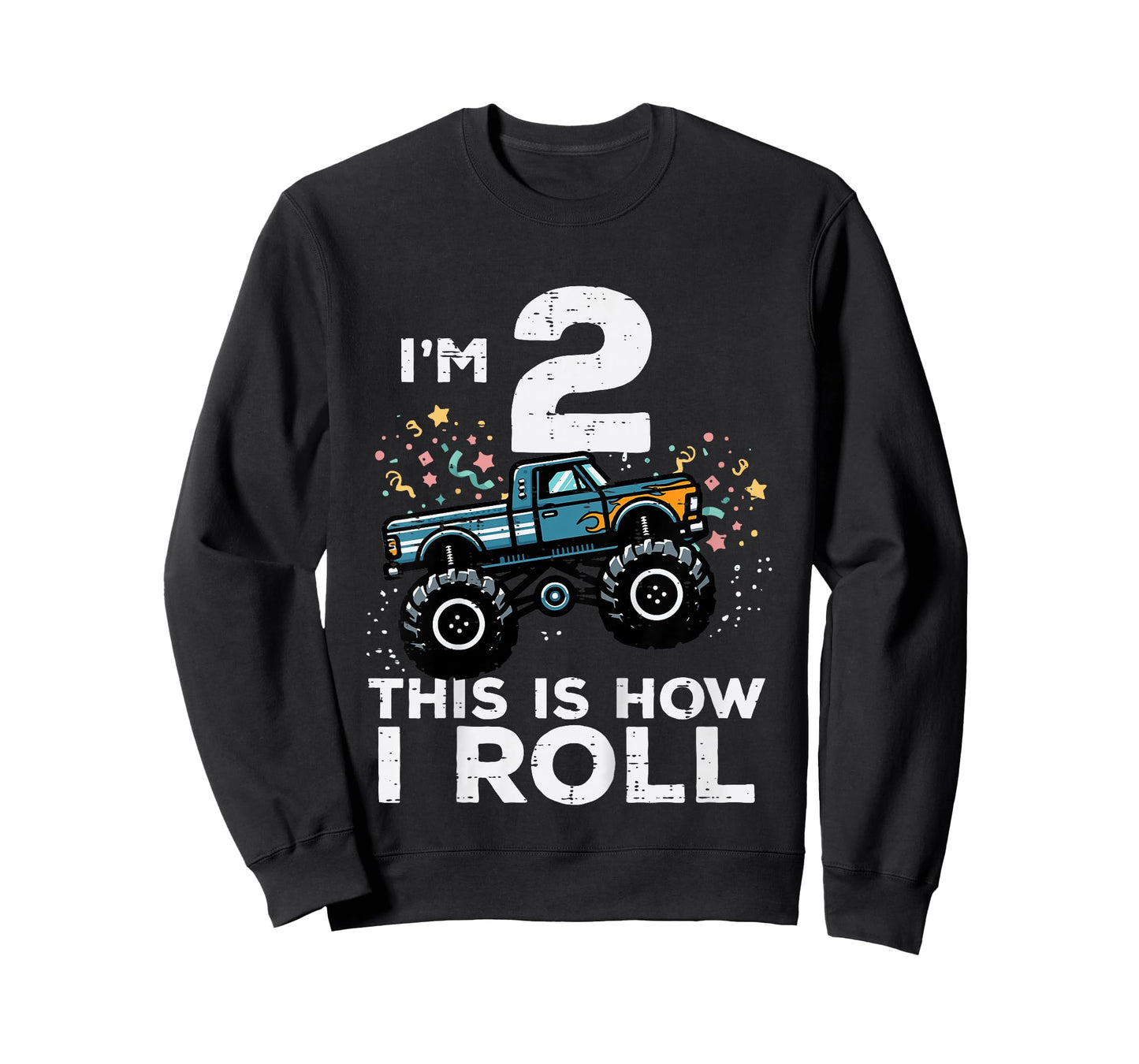 Kids Im 2 Monster Truck This How I Roll 2nd Birthday Boys Kids T-Shirt