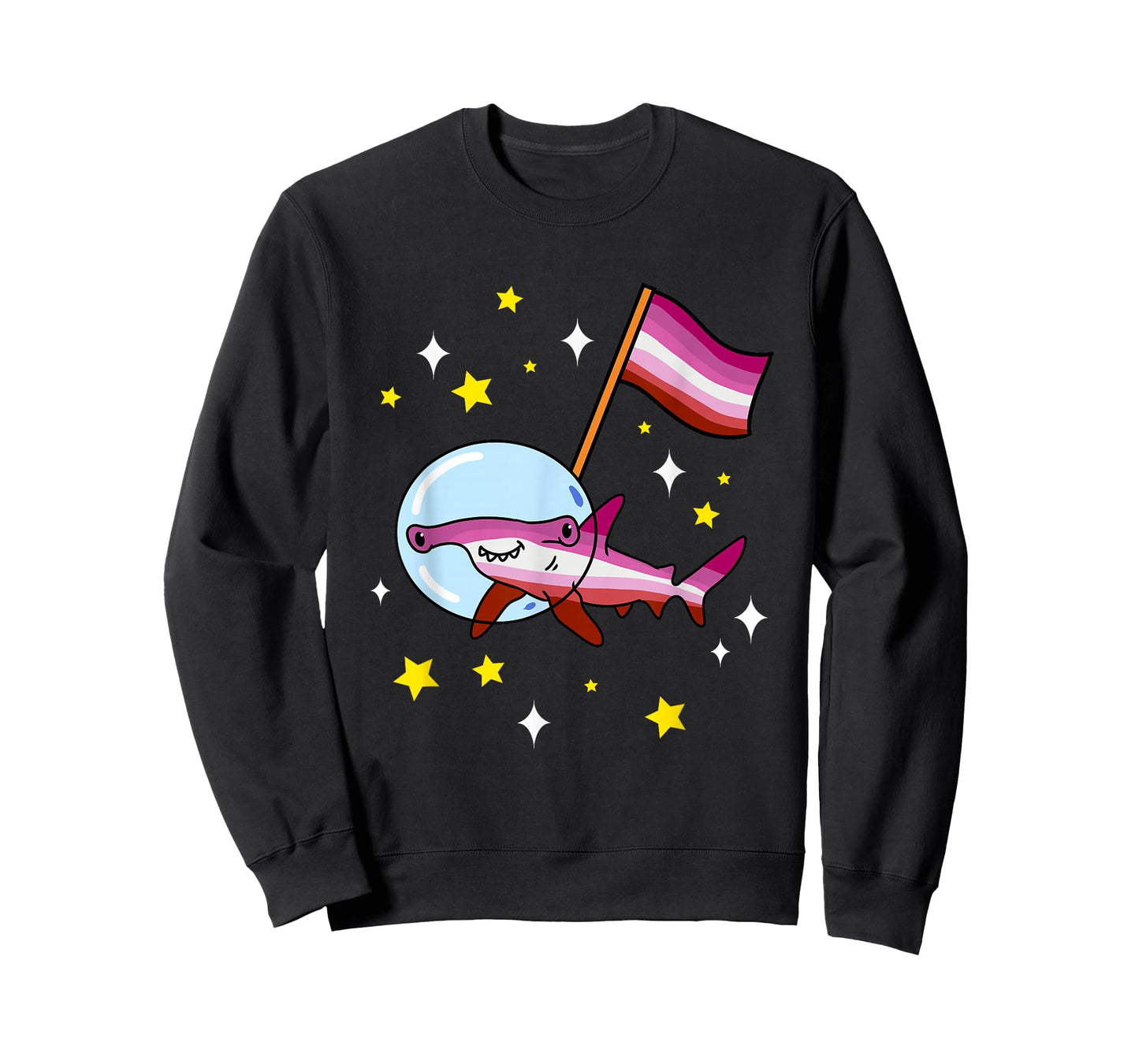 Lesbian Hammerhead Shark In Space Lesbian Pride T-Shirt