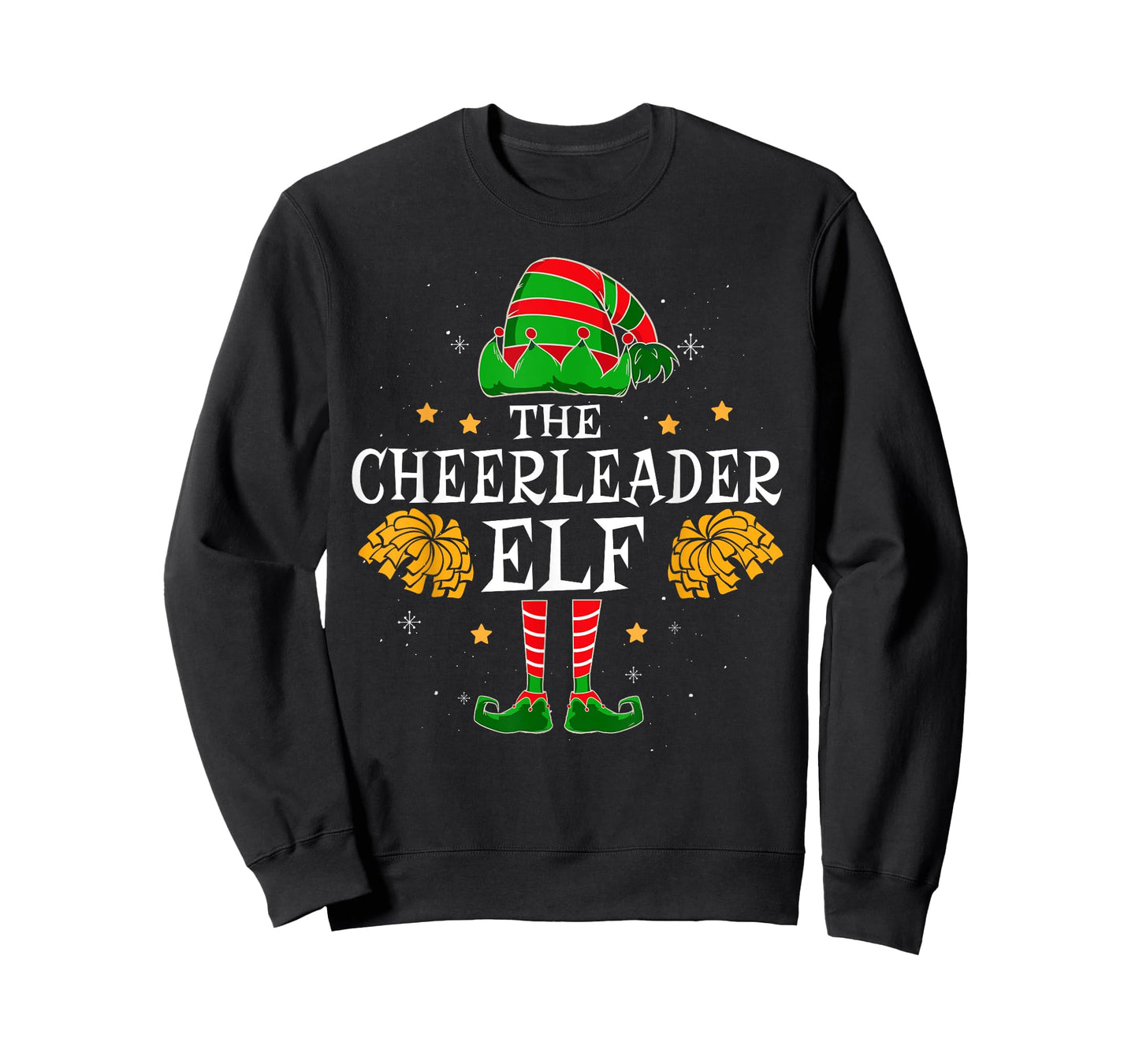 Cheerleader Elf Matching Team Christmas Funny Cheerleading T-Shirt