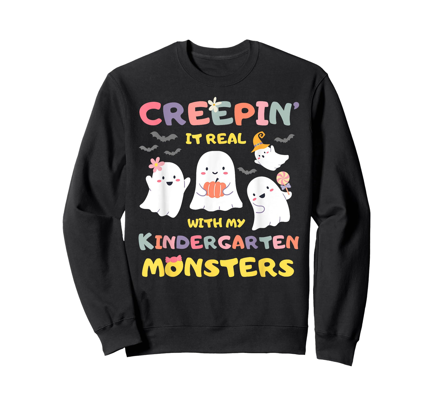 Creepin It Real With Kindergarten Monsters Halloween Teacher T-Shirt