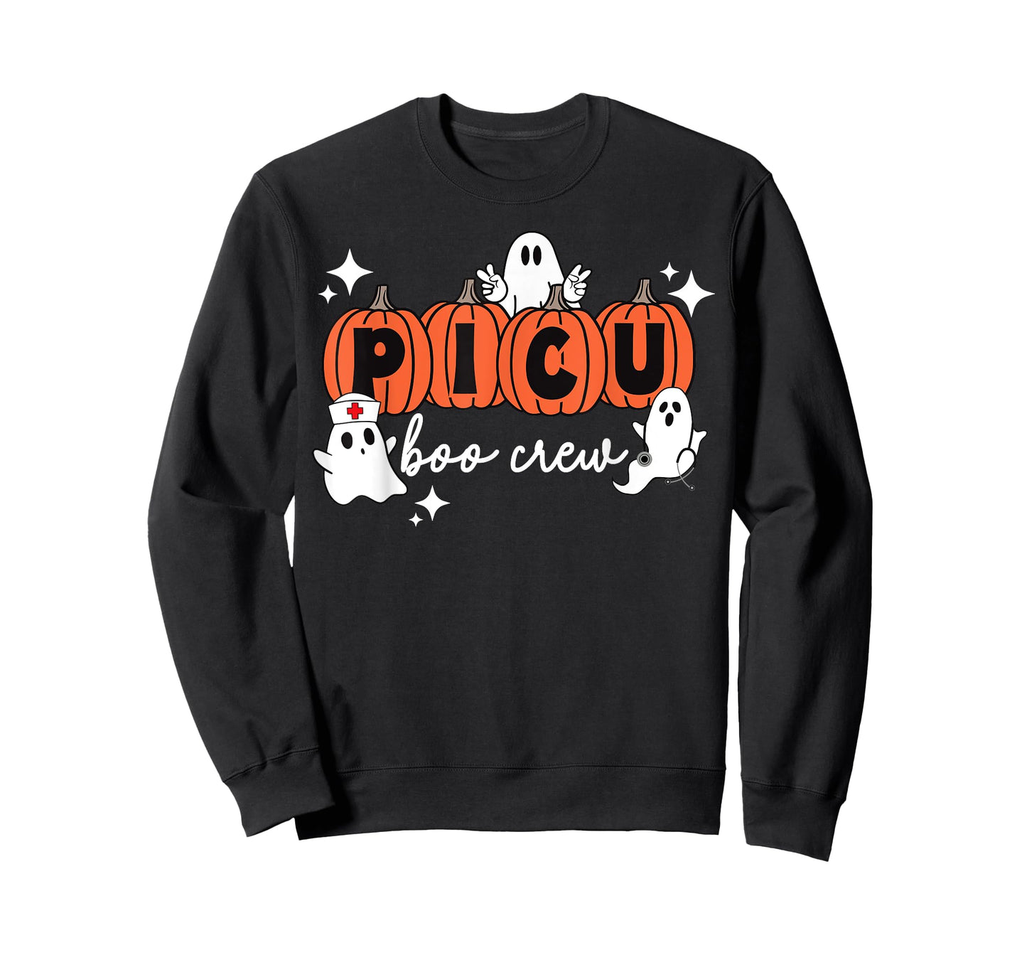 PICU Boo Crew Pumpkin Ghost Pediatric ICU Nurse Halloween T-Shirt