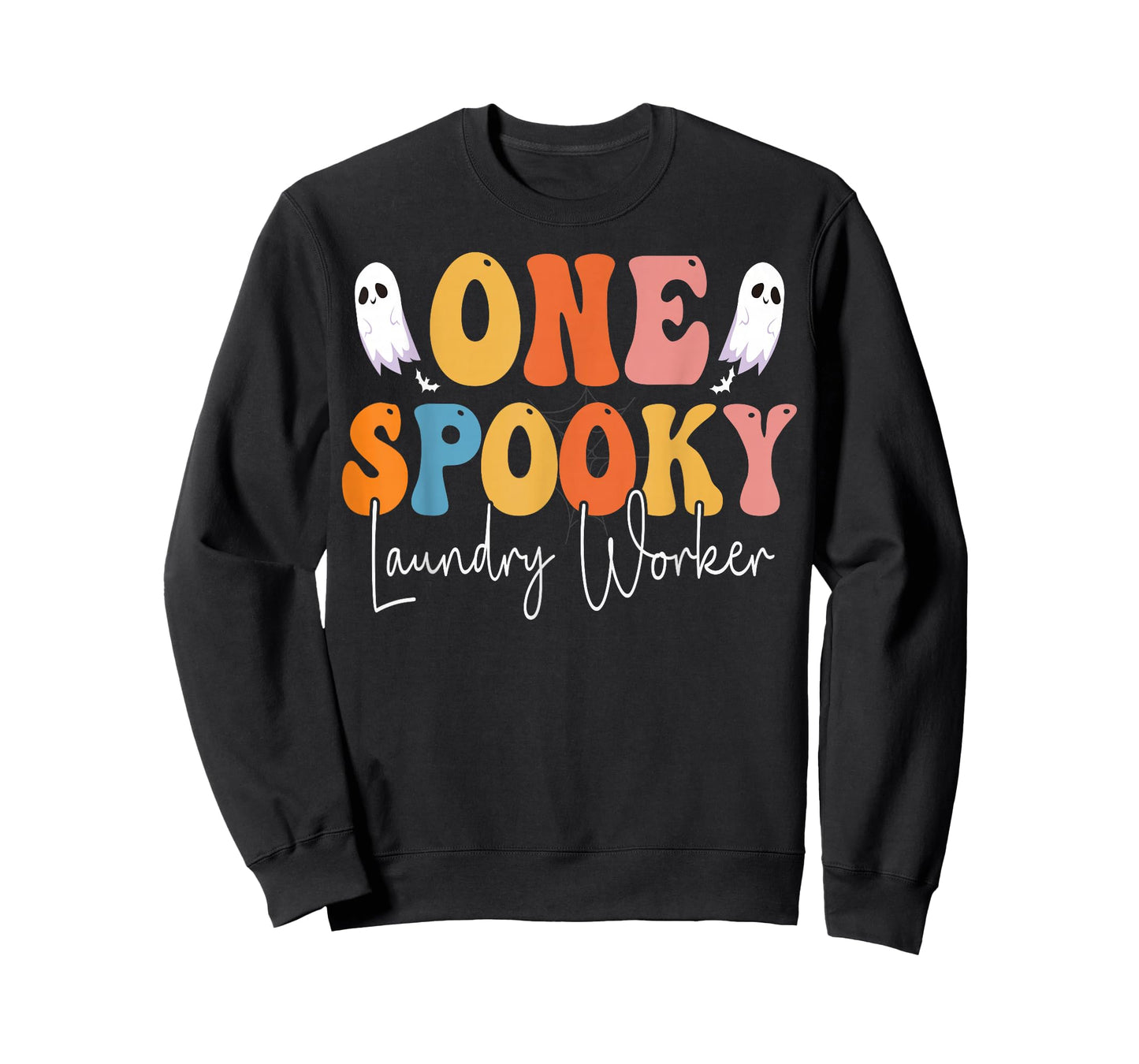 One Spooky Laundry Worker Groovy Funny Ghost Boo Halloween T-Shirt