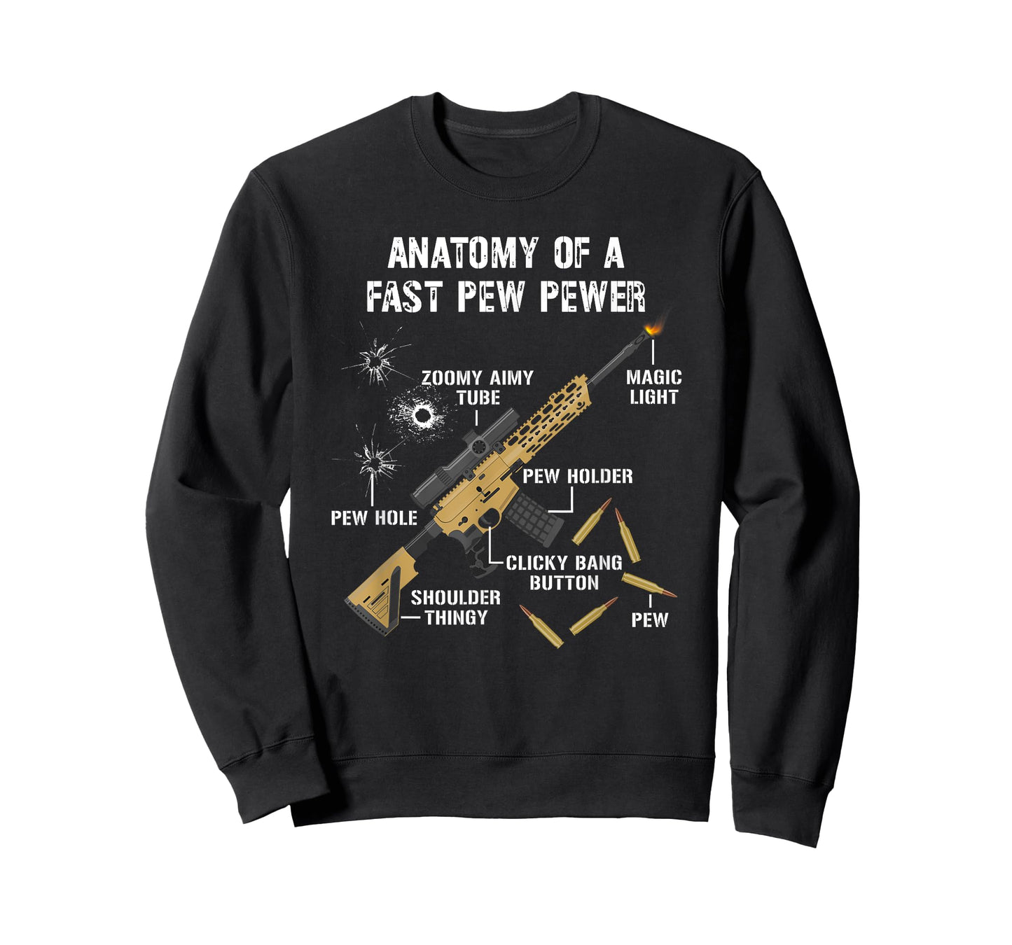 Funny Anatomy Of A Pew Pewer - Rifle Gun - Amendment Saying T-Shirt