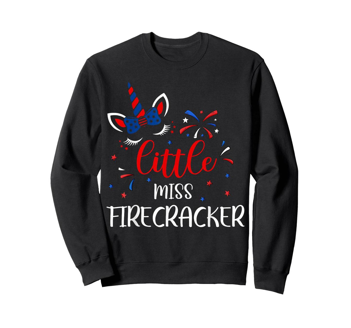 Girl Little Miss Firecracker 4th July USA Flag Teen Toddler T-Shirt