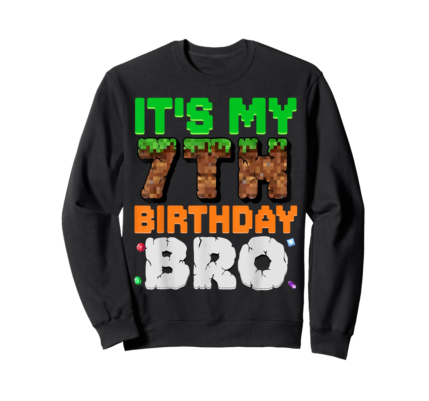It's My 7th Birthday Bro Pixel Game 7 Year Old Birthday Boy T-Shirt