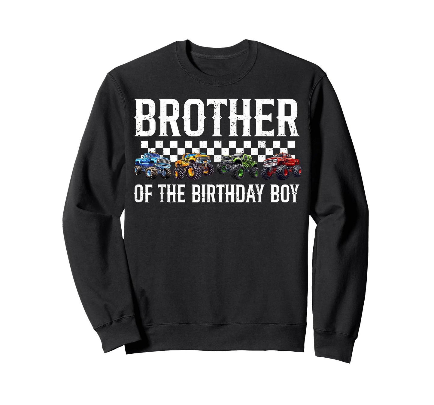 Brother of The Birthday Boy Retro Monster Truck Family Crew T-Shirt