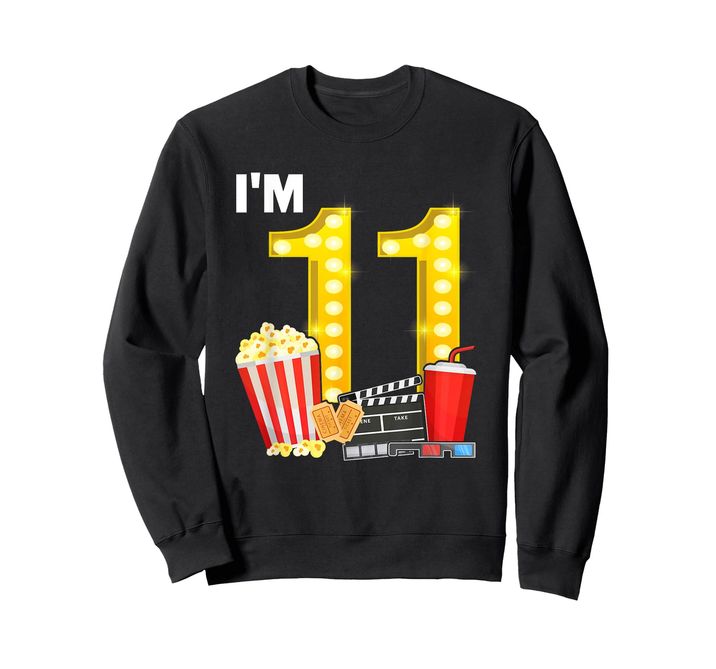 11th Birthday Movie Night Popcorn 11 Years Old Cinema T-Shirt