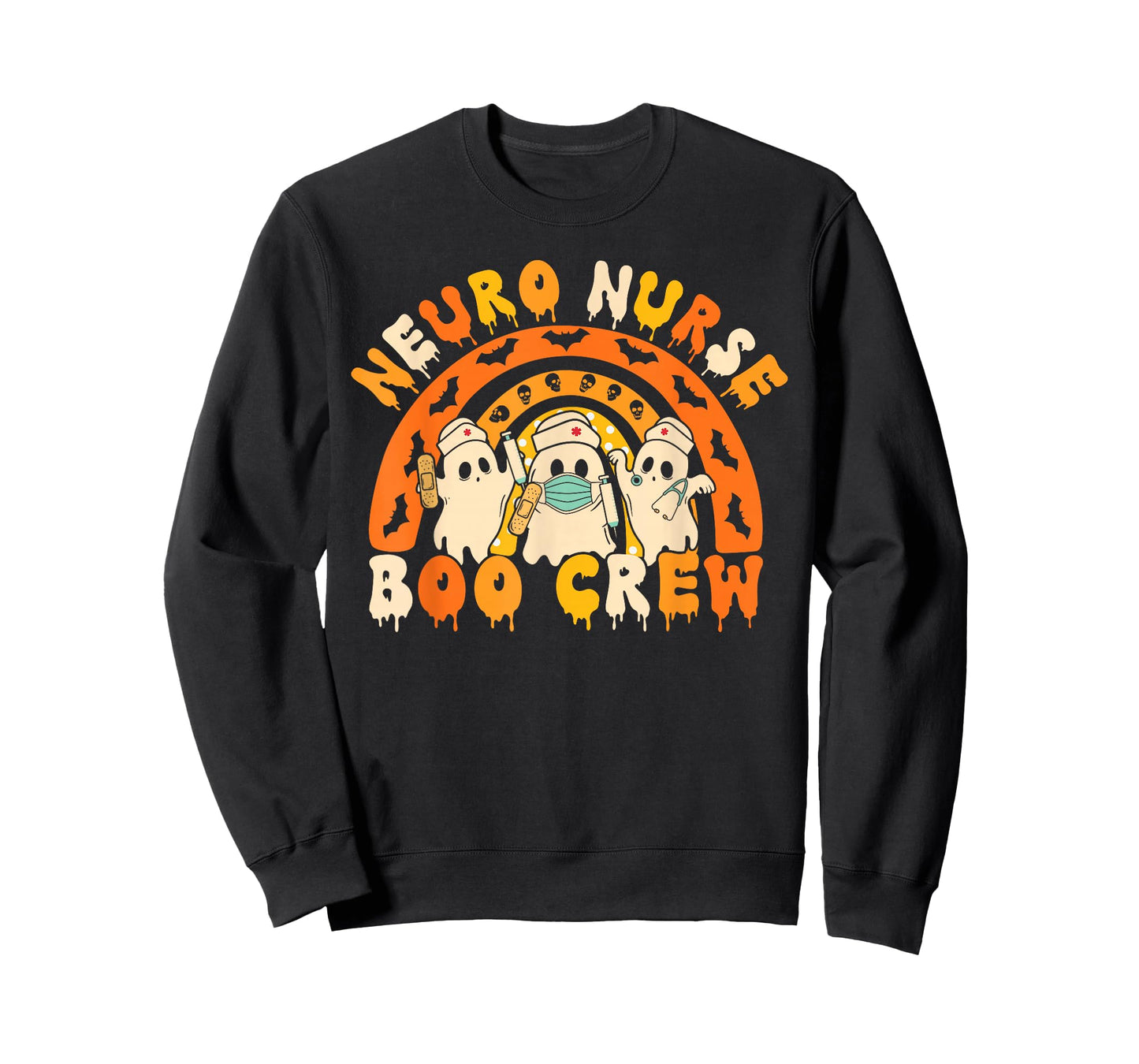 Neuro Nurse Boo Crew Retro Spooky Ghost Nursing Halloween T-Shirt