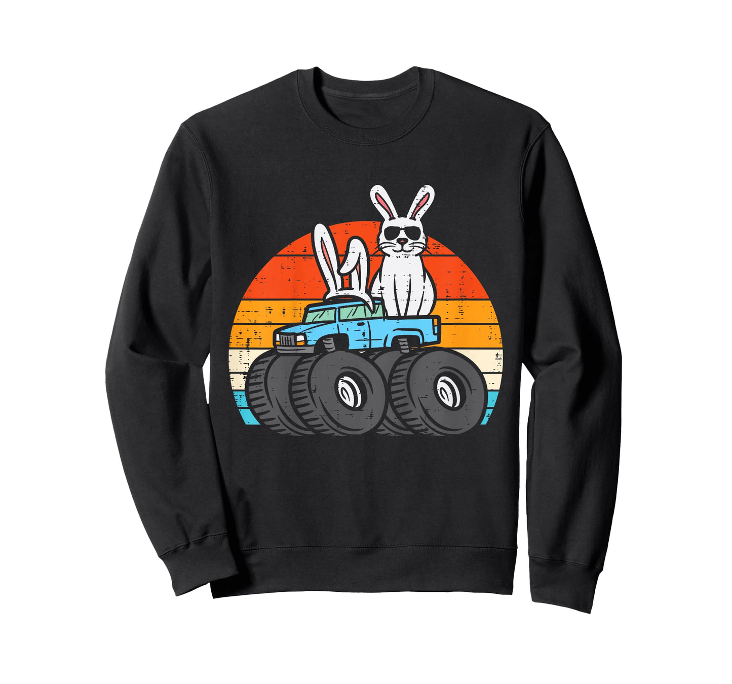 Kids Easter Bunny Rabbit Monster Trucks Retro Boys Kids Toddler T-Shirt