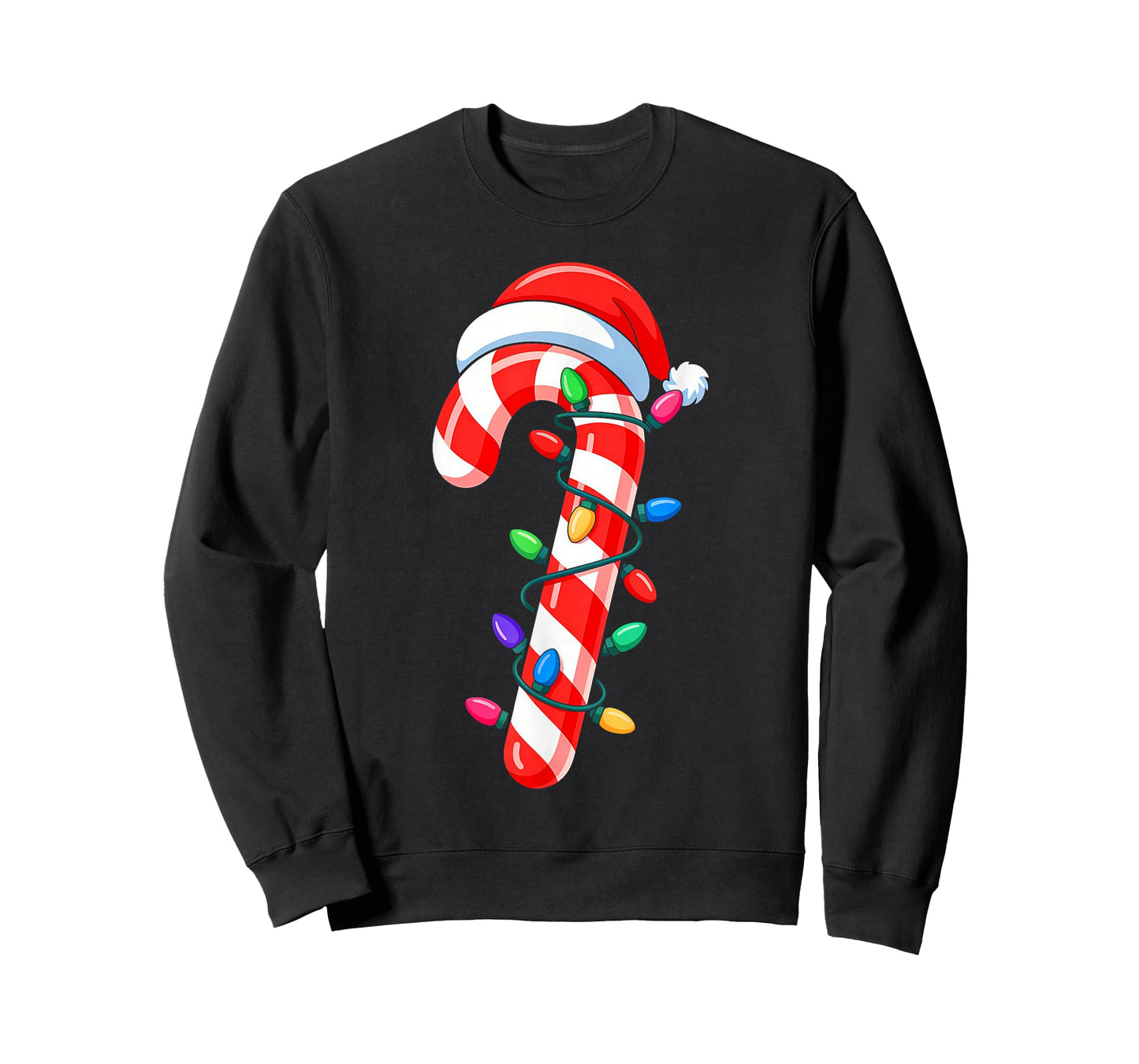Candy Cane Christmas Lights Santa Hat Family Xmas Pajamas T-Shirt