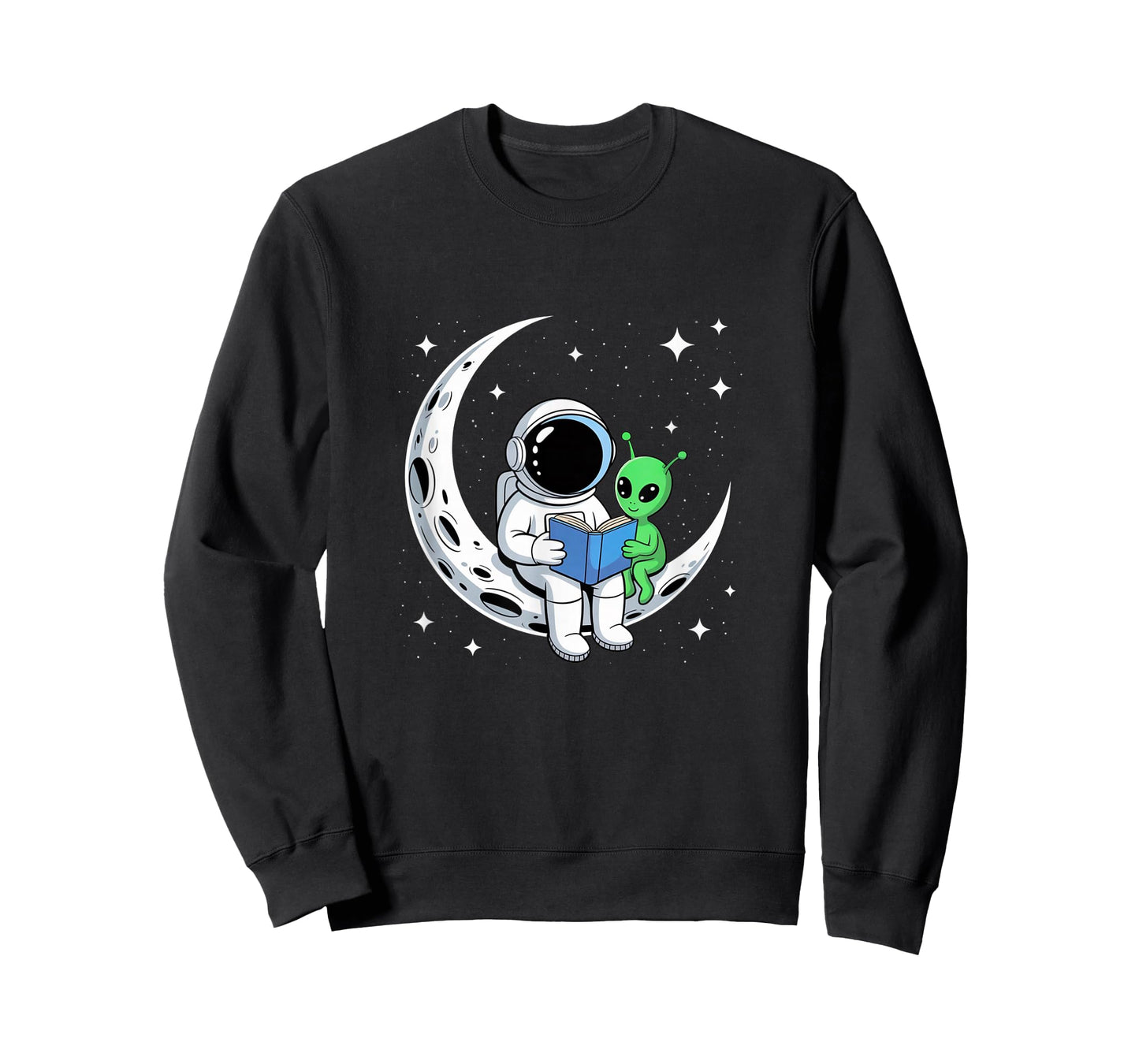 Astronaut Reading Book to Alien Moon Space Astronomy T-Shirt