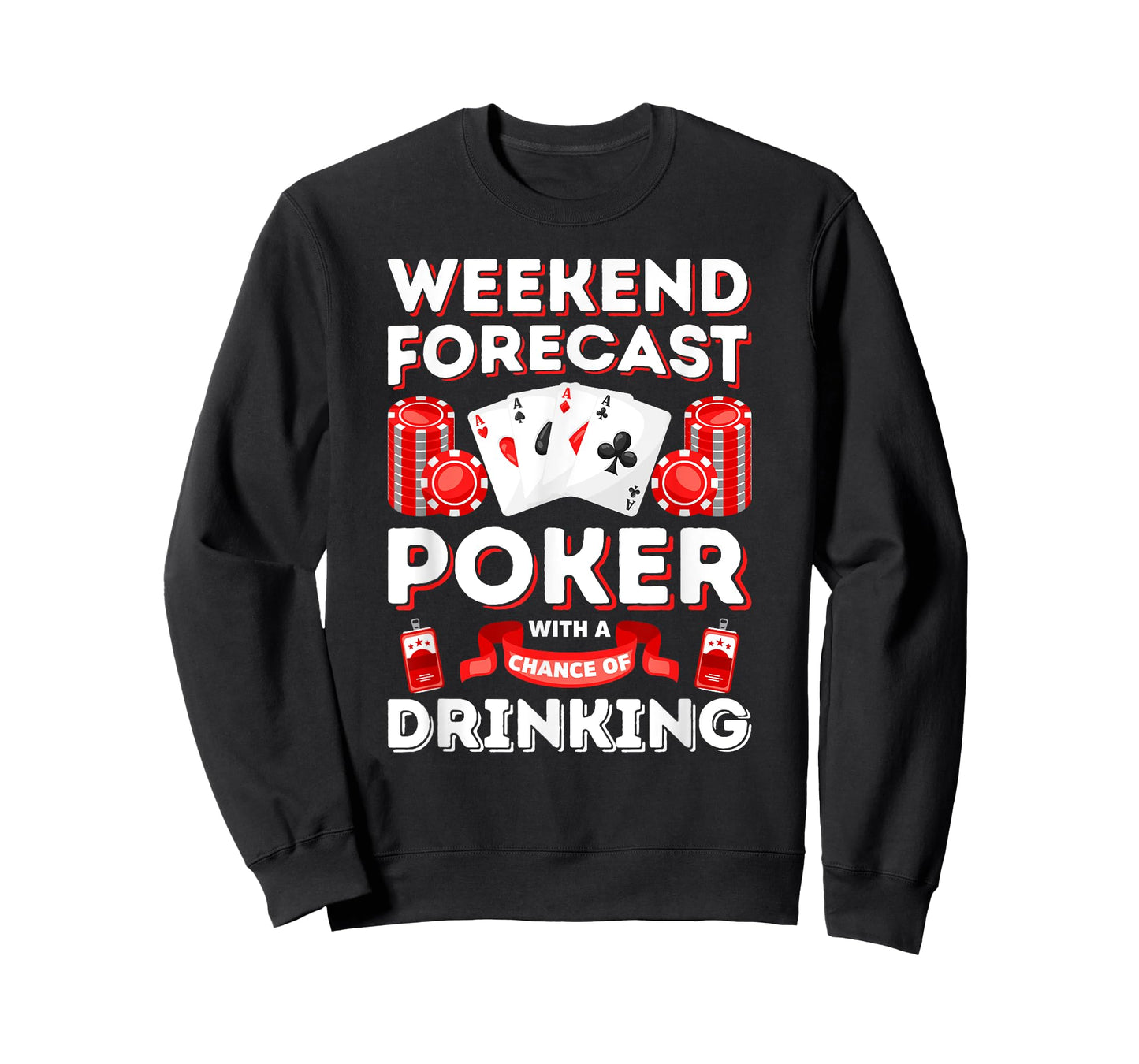 Vintage Weekend Forecast Poker Drinking T-shirt for Men T-Shirt