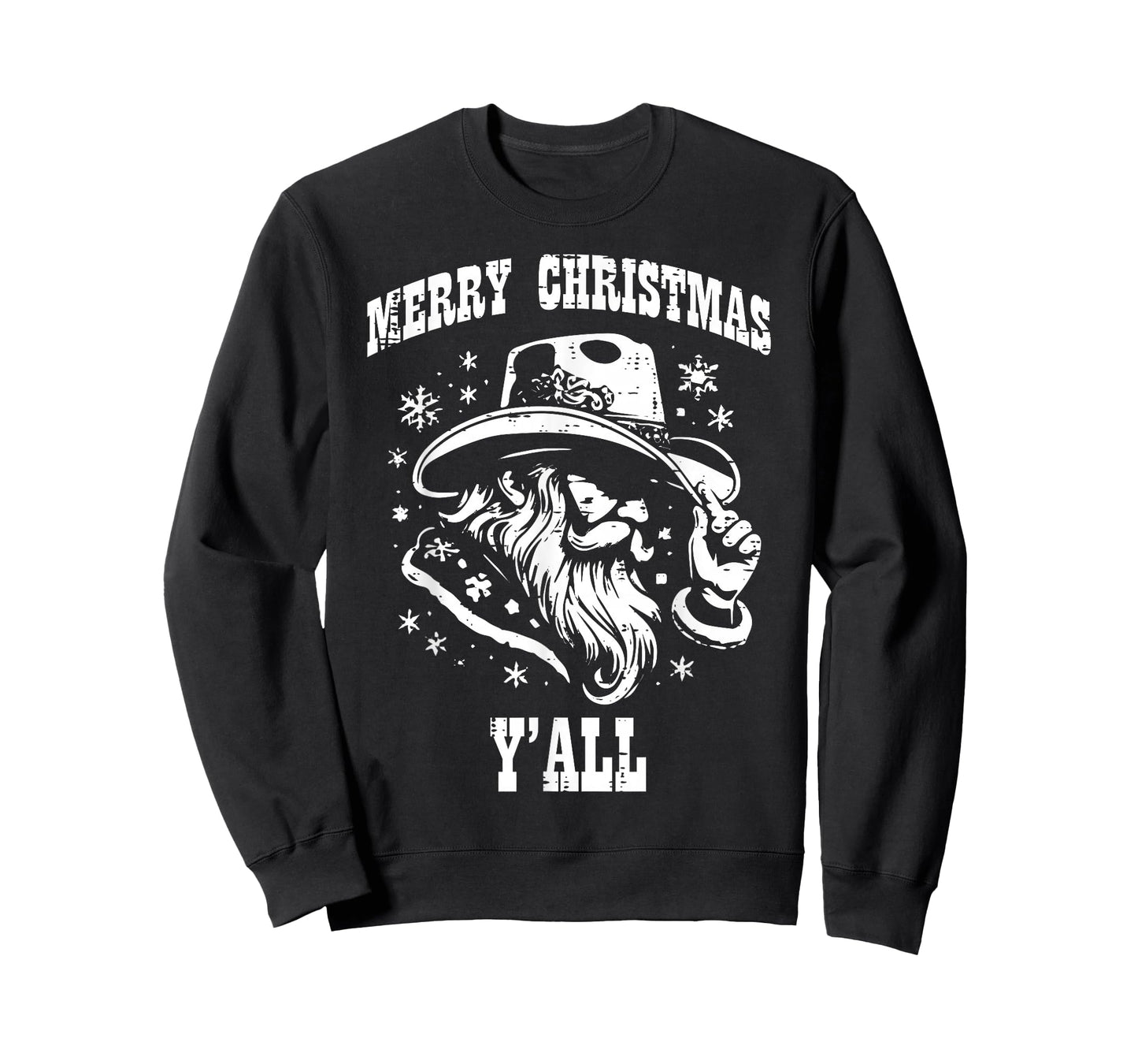 Merry Christmas Yall Santa Cowboy Xmas Country Men Women Kid T-Shirt