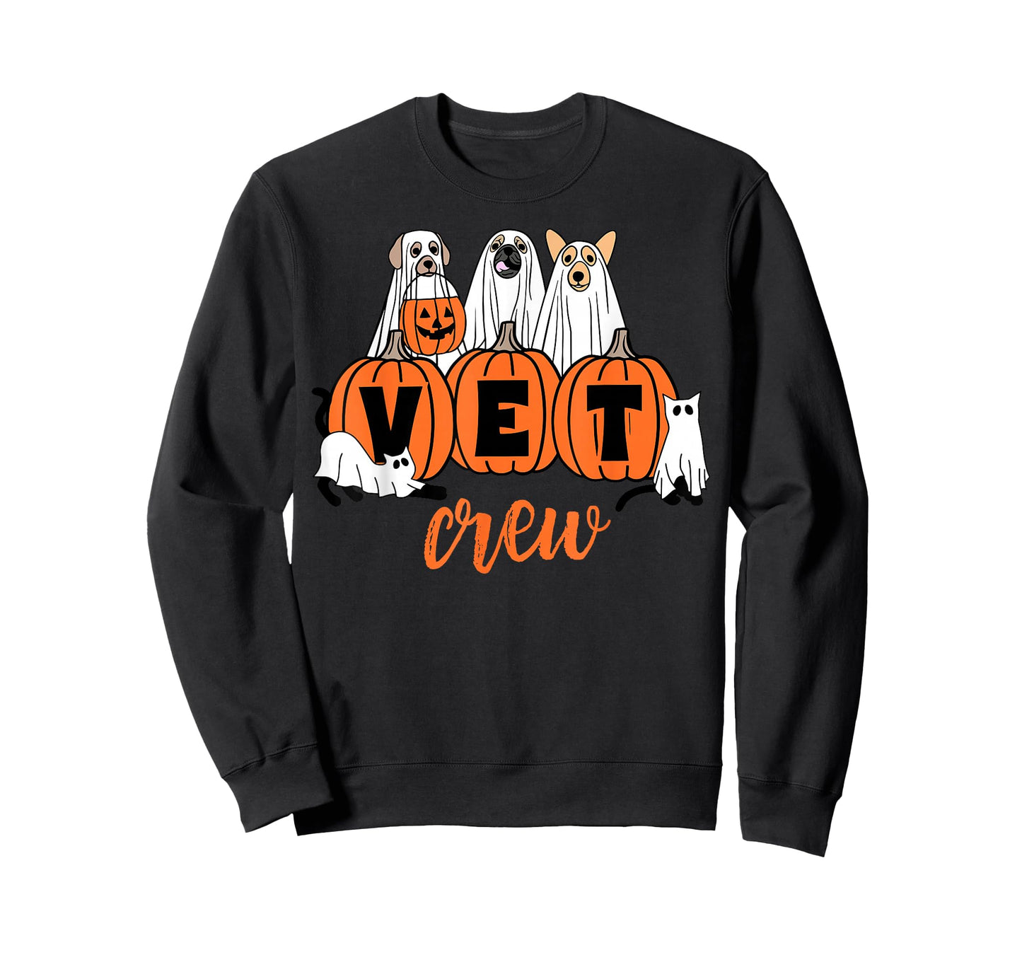 Halloween Vet Crew Pumpkin Dog Cat Ghost Veterinary Vet Tech T-Shirt