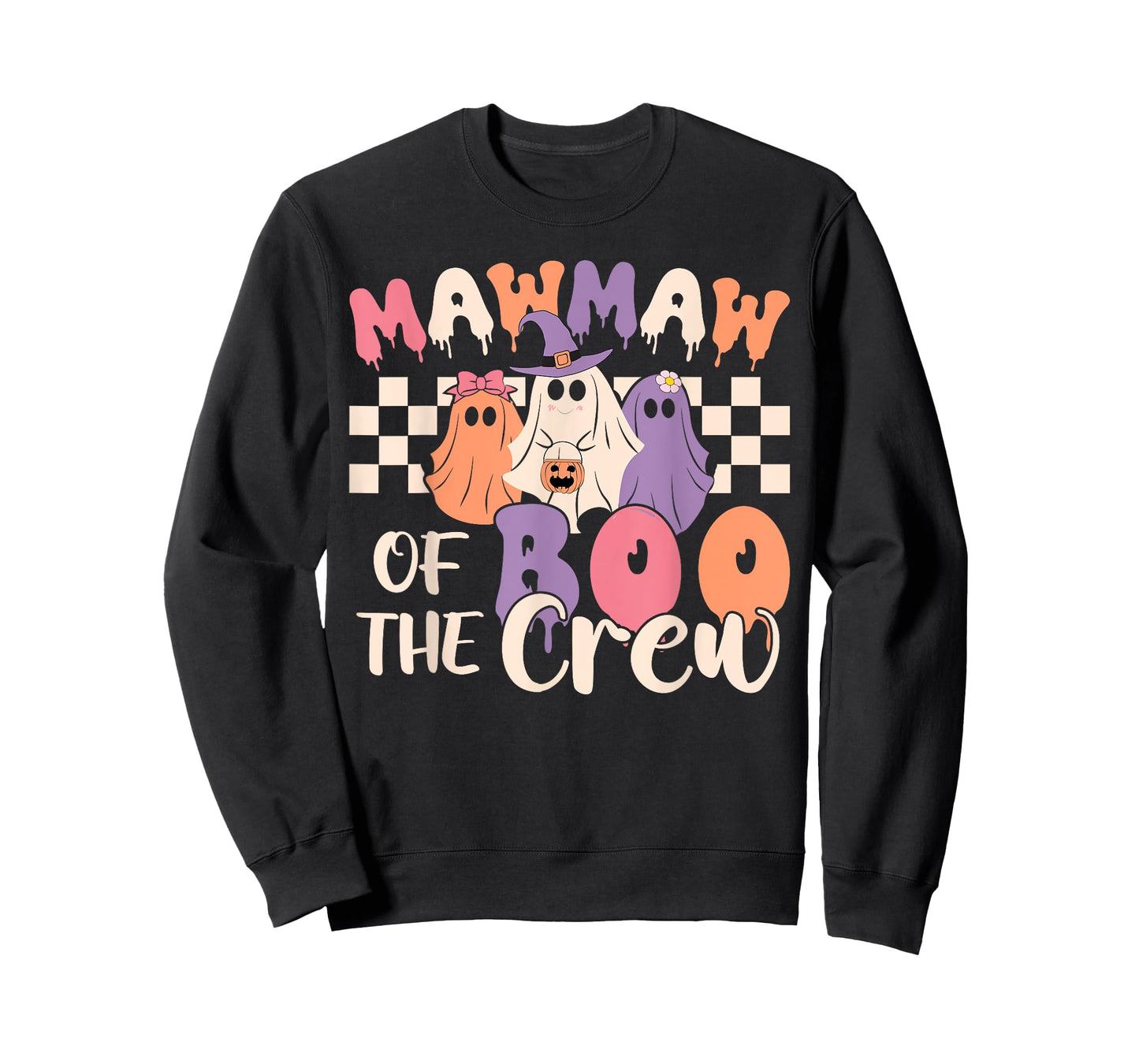 Mawmaw Of The Boo Crew Retro Ghost Spooky Halloween Family T-Shirt