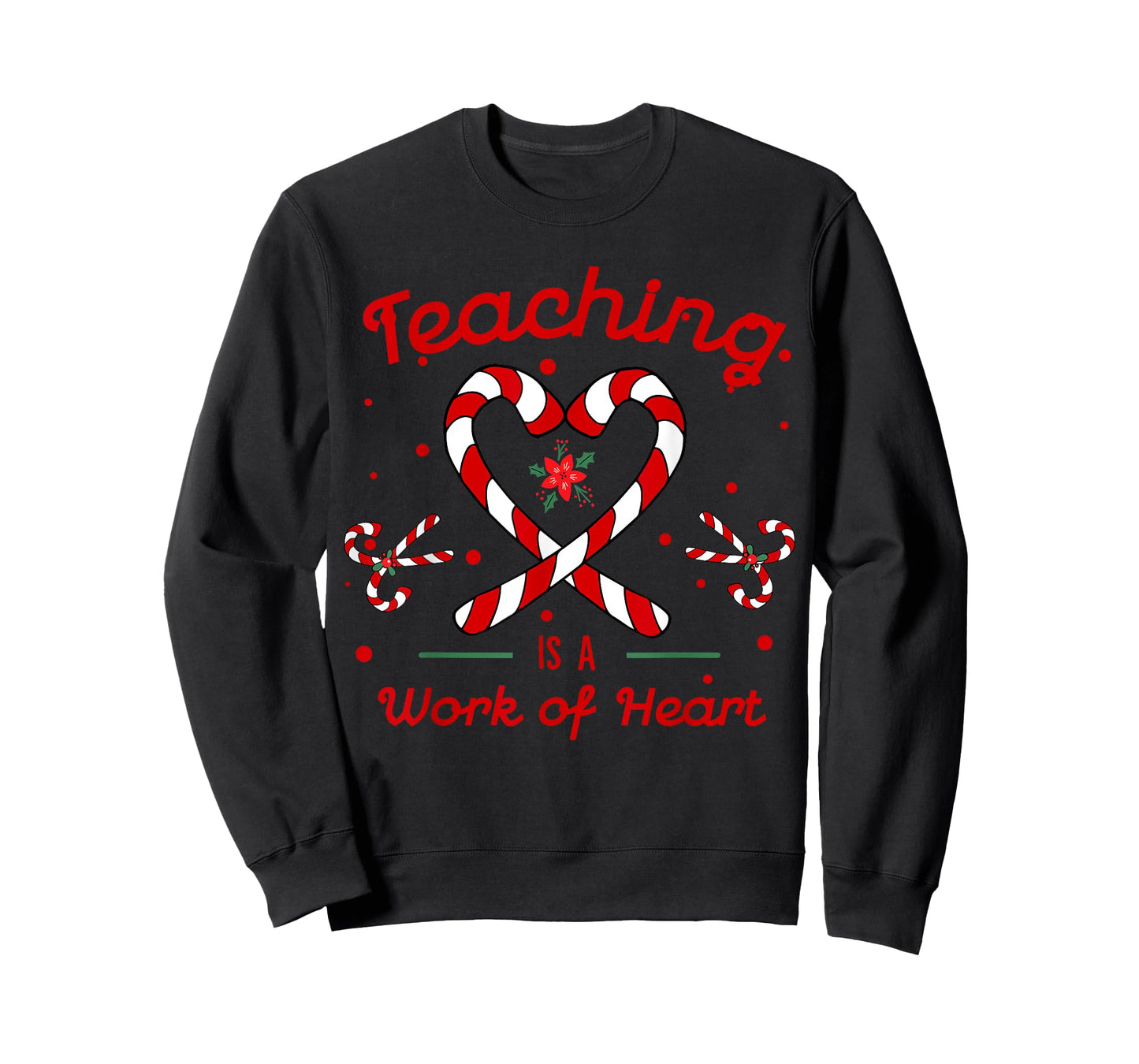 Teaching is a Work of Heart Christmas Teacher Candy Cane T-Shirt for Men Women
