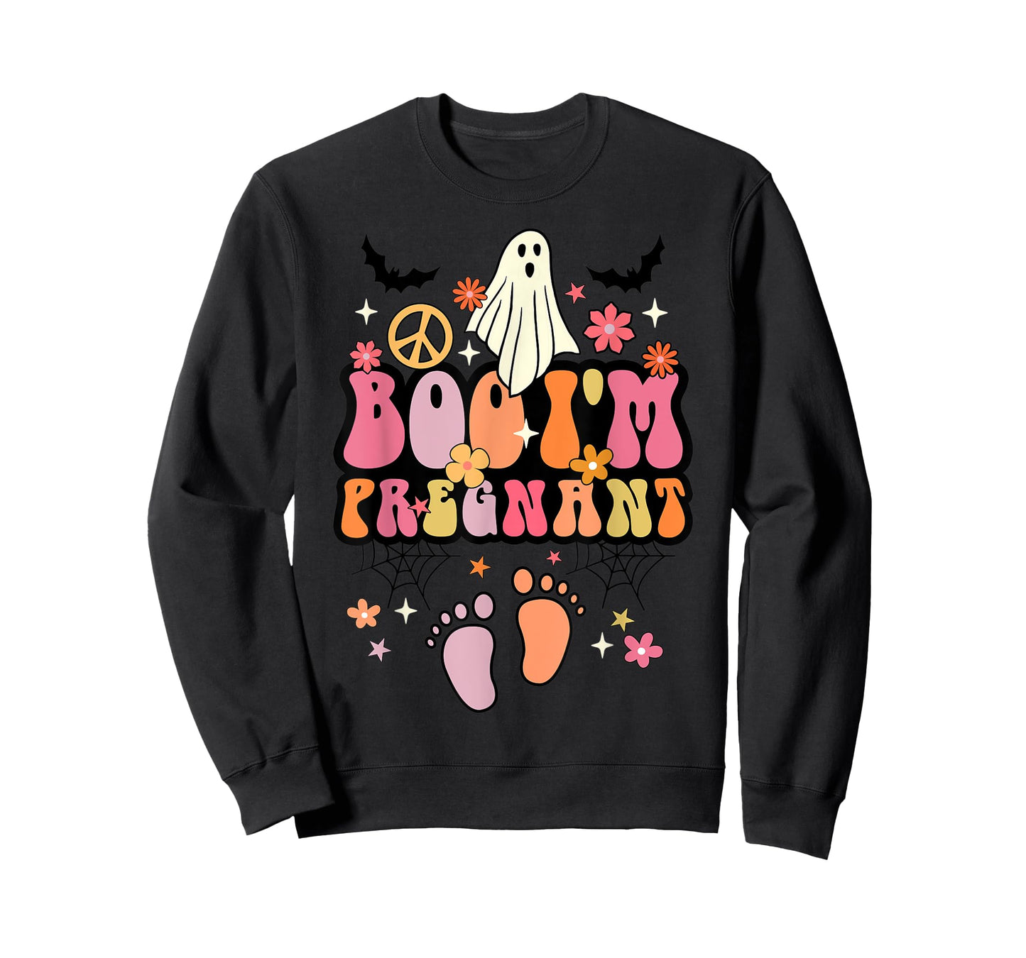 Boo I'm Pregnant Halloween Groovy Ghost Pregnancy Ghost Baby T-Shirt