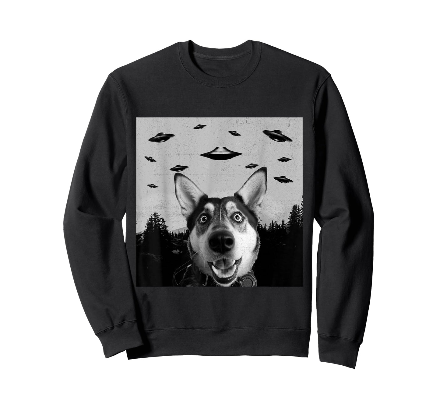Alien UFO Funny Shepsky Dog Lover Men Women Kids T-Shirt