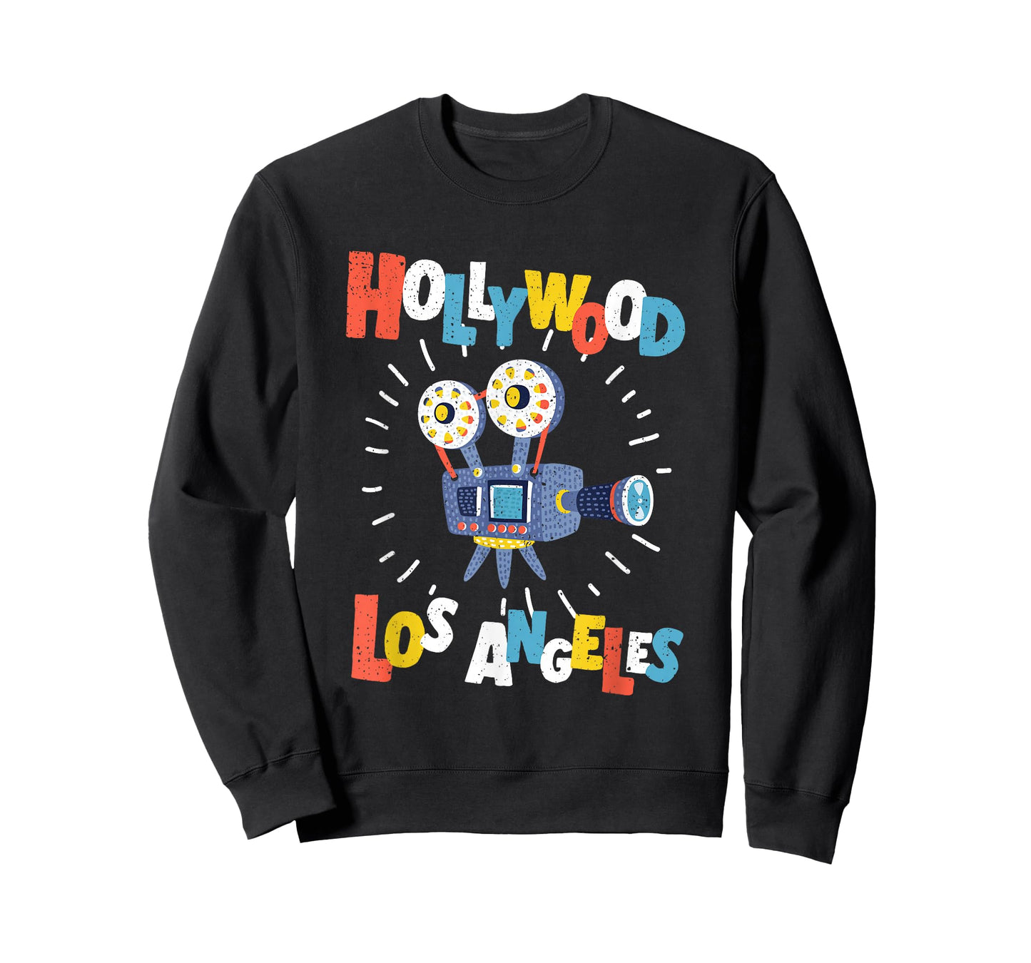 Colorful Los Angeles California Retro Cinema Cartoon Camera T-Shirt