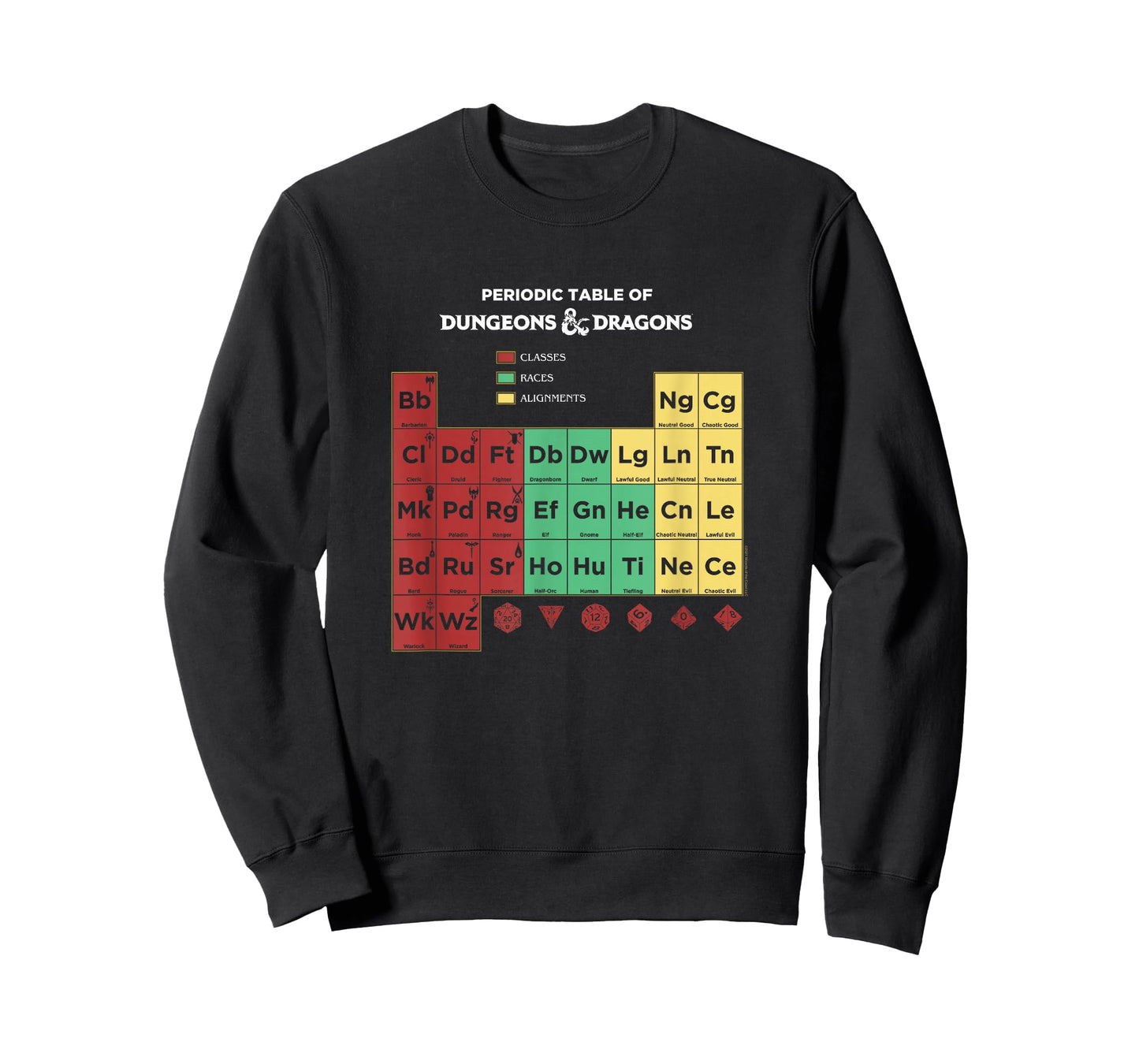 Dungeons & Dragons Periodic Table Classes Races Alignments T-Shirt