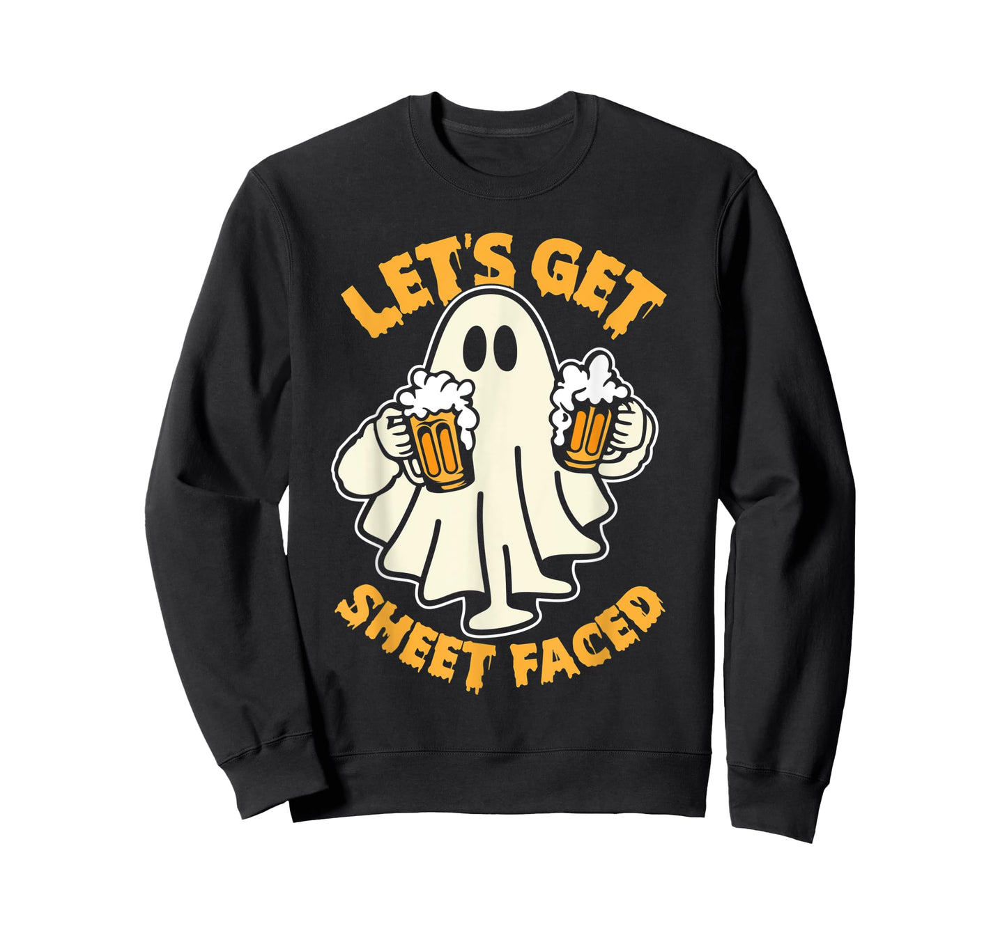 Let's Get Sheet Faced Funny Ghost Drinking Beer Halloween T-Shirt