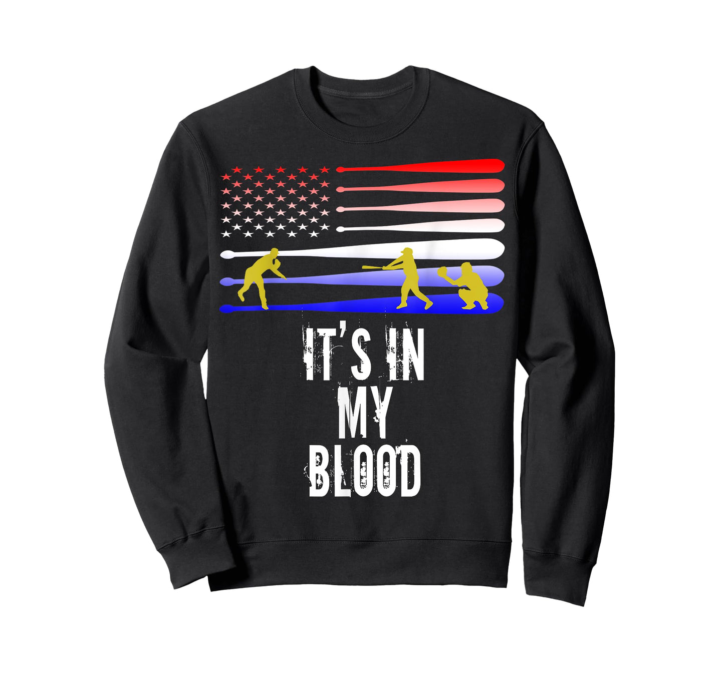 Baseball Is in My Blood American Flag Baseball Shirt T-Shirt for Women Kids Men
