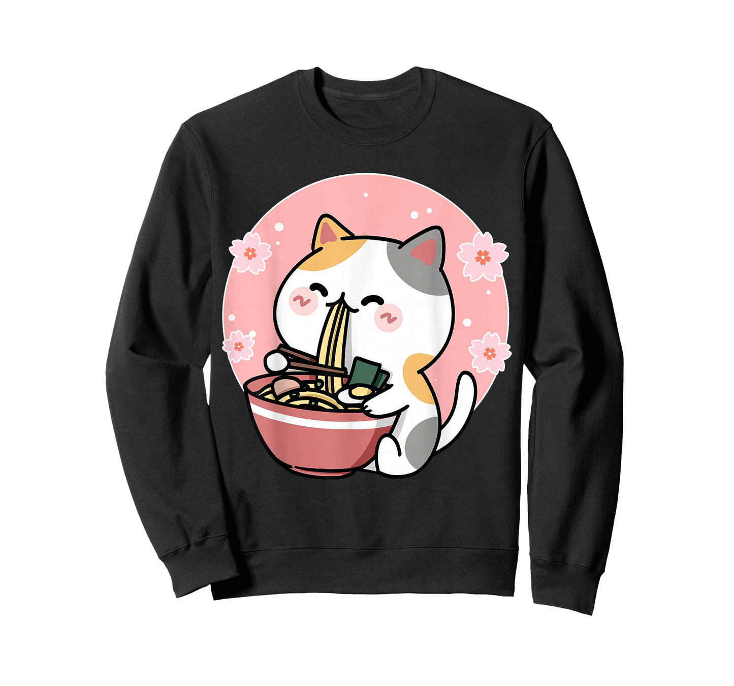 Cute Ramen Cat Kawaii Anime Sakura Pink T-Shirt