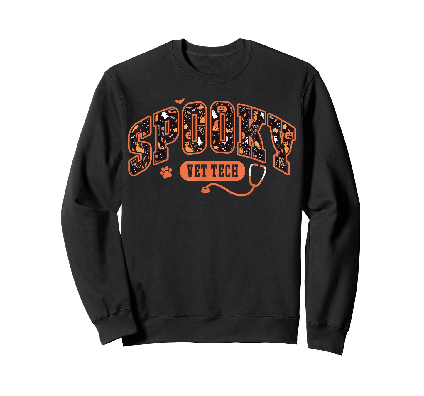 Spooky Vet Tech Veterinarian Halloween Veterinary Dog Paw T-Shirt