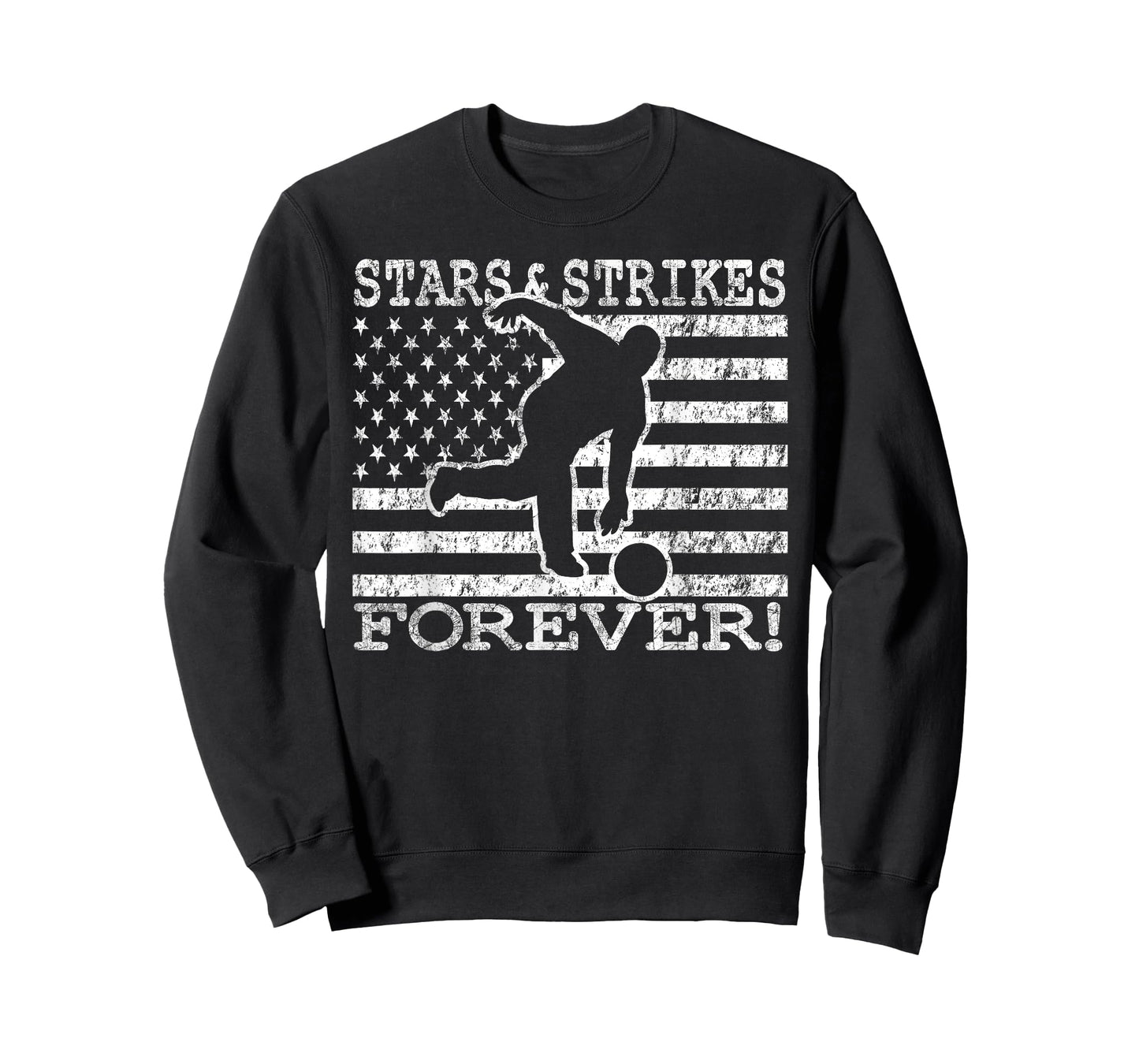 Stars and Strikes Forever Bowling American Flag Bowler T-Shirt