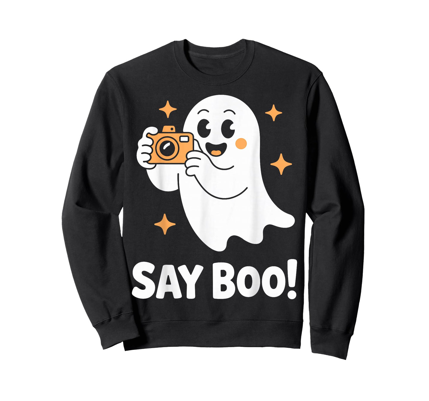 Say Boo Ghost Photographer with Camera Funny Halloween T-Shirt