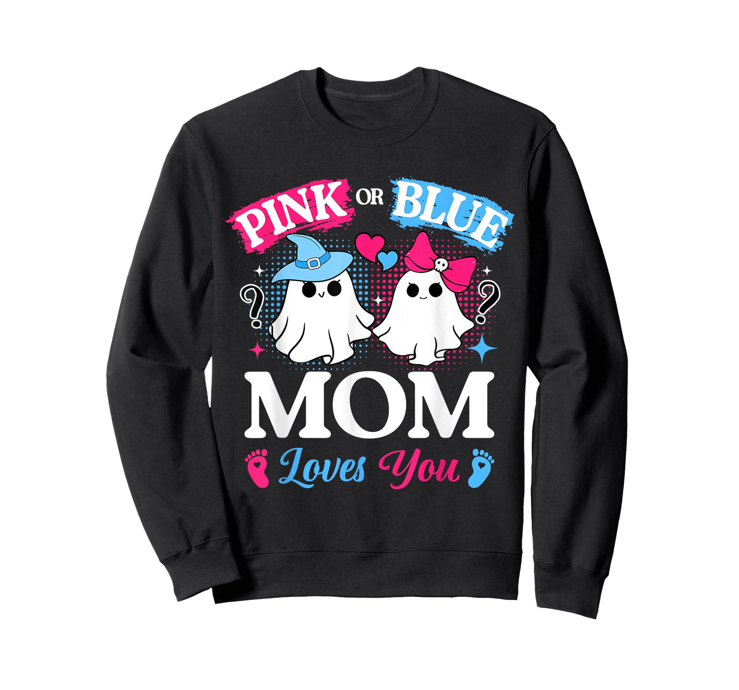 Pink or Blue Mom Loves You Gender Reveal Halloween T-Shirt