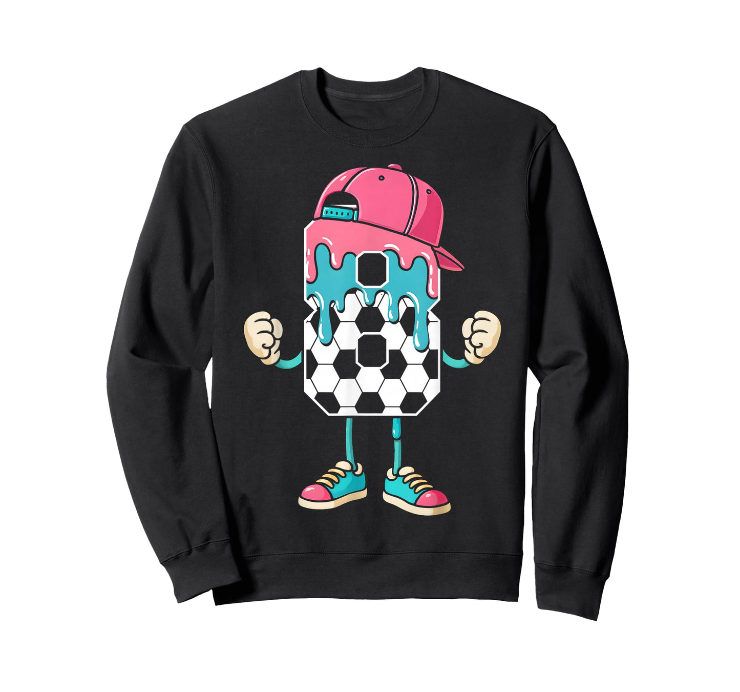 Soccer 8 Year Old Ice Cream Drip Youth 8th Birthday Boy 8 T-Shirt
