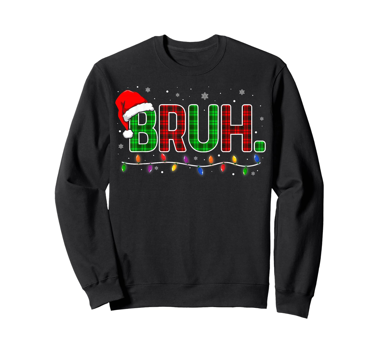 Bruh Funny Christmas Plaid Teens Boys Men Kids Xmas Pajamas T-Shirt