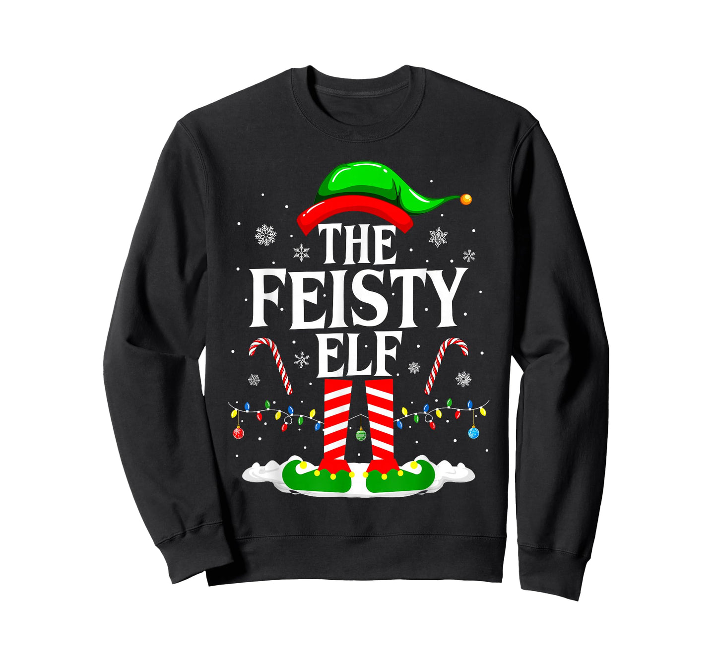 The Feisty Elf Xmas Funny Matching Family Group Christmas T-Shirt
