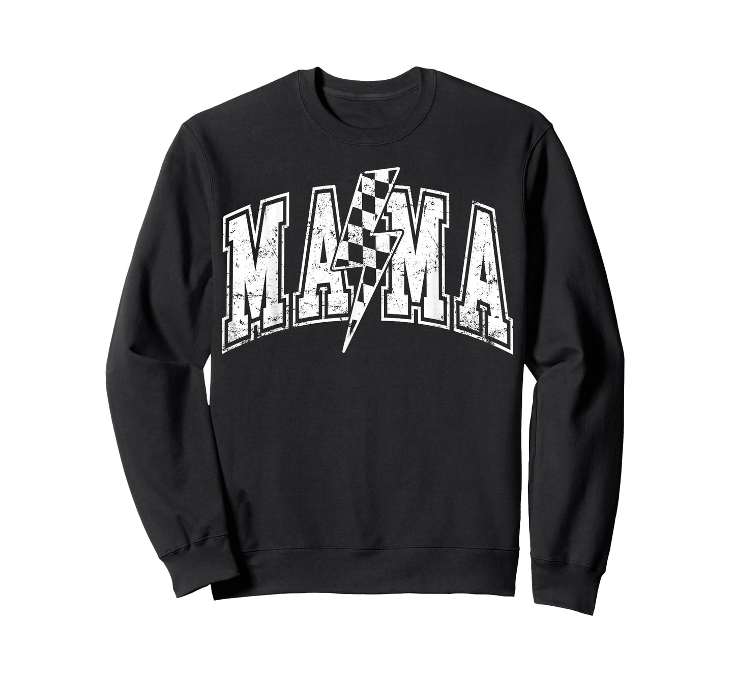 Mama Lightning Bolt Checkered Varsity Mom Women Mother's Day T-Shirt