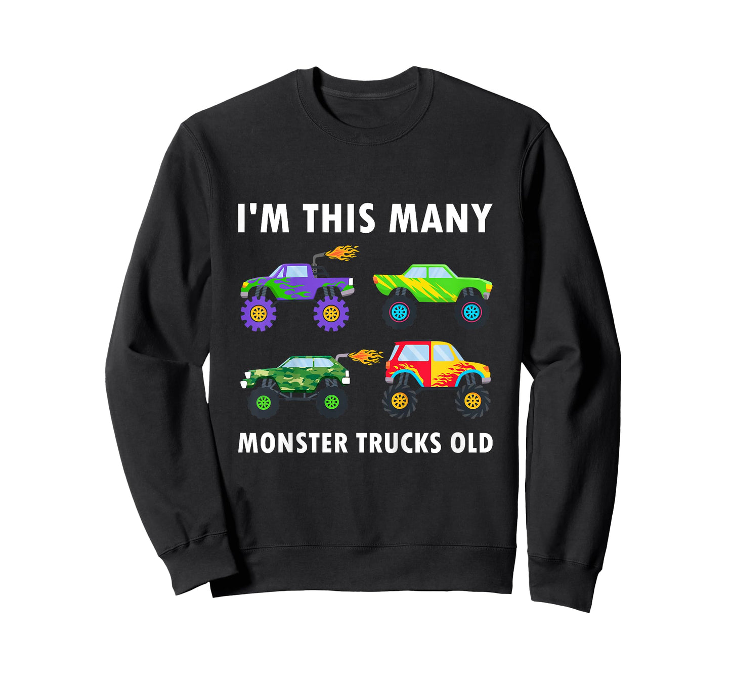 Kids 4 Years Old Boy Monster Trucks Old 4th Birthday Kids T-Shirt